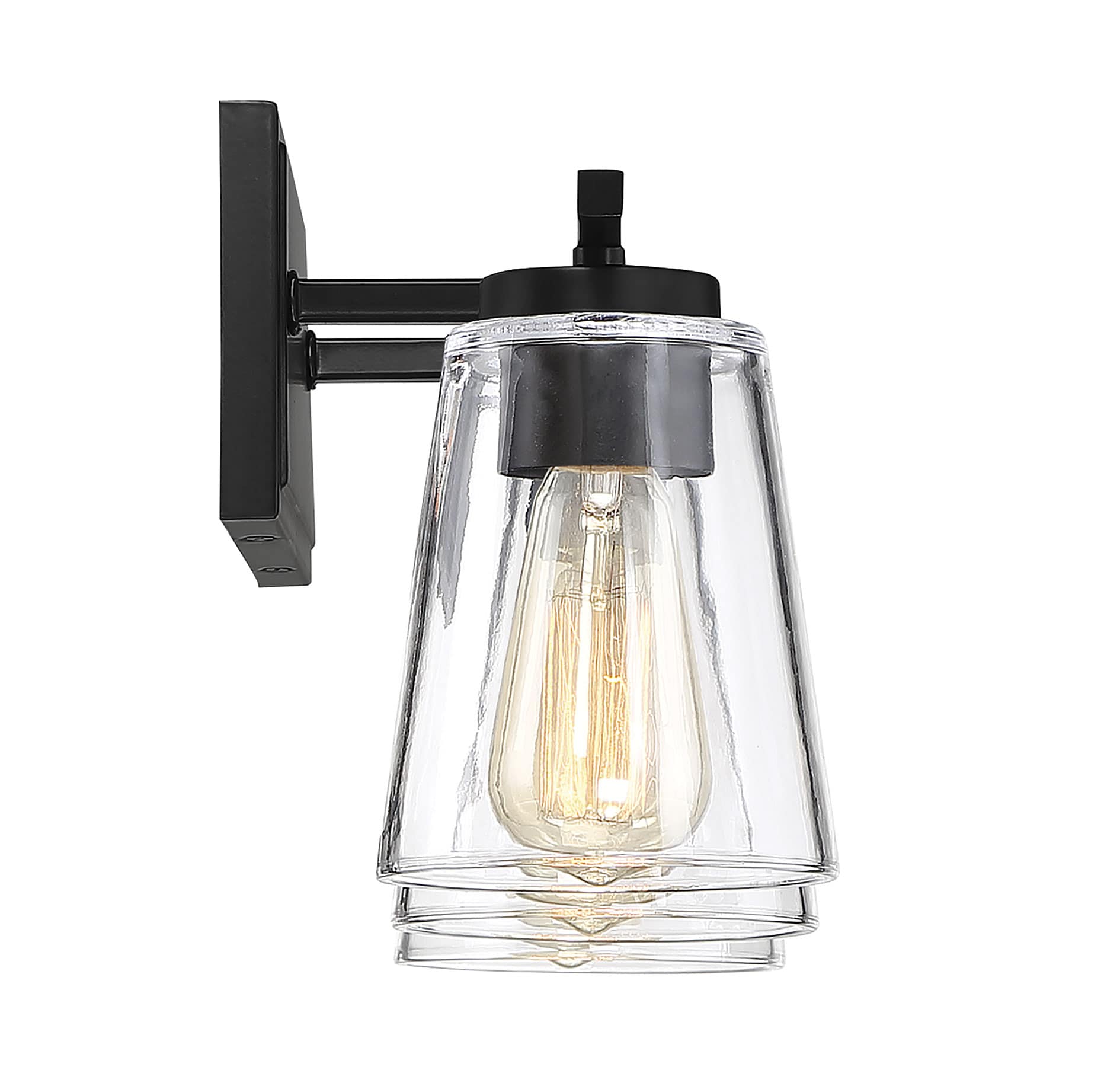 Calhoun Black 3-Light Vanity Fixture with Clear Glass Shades