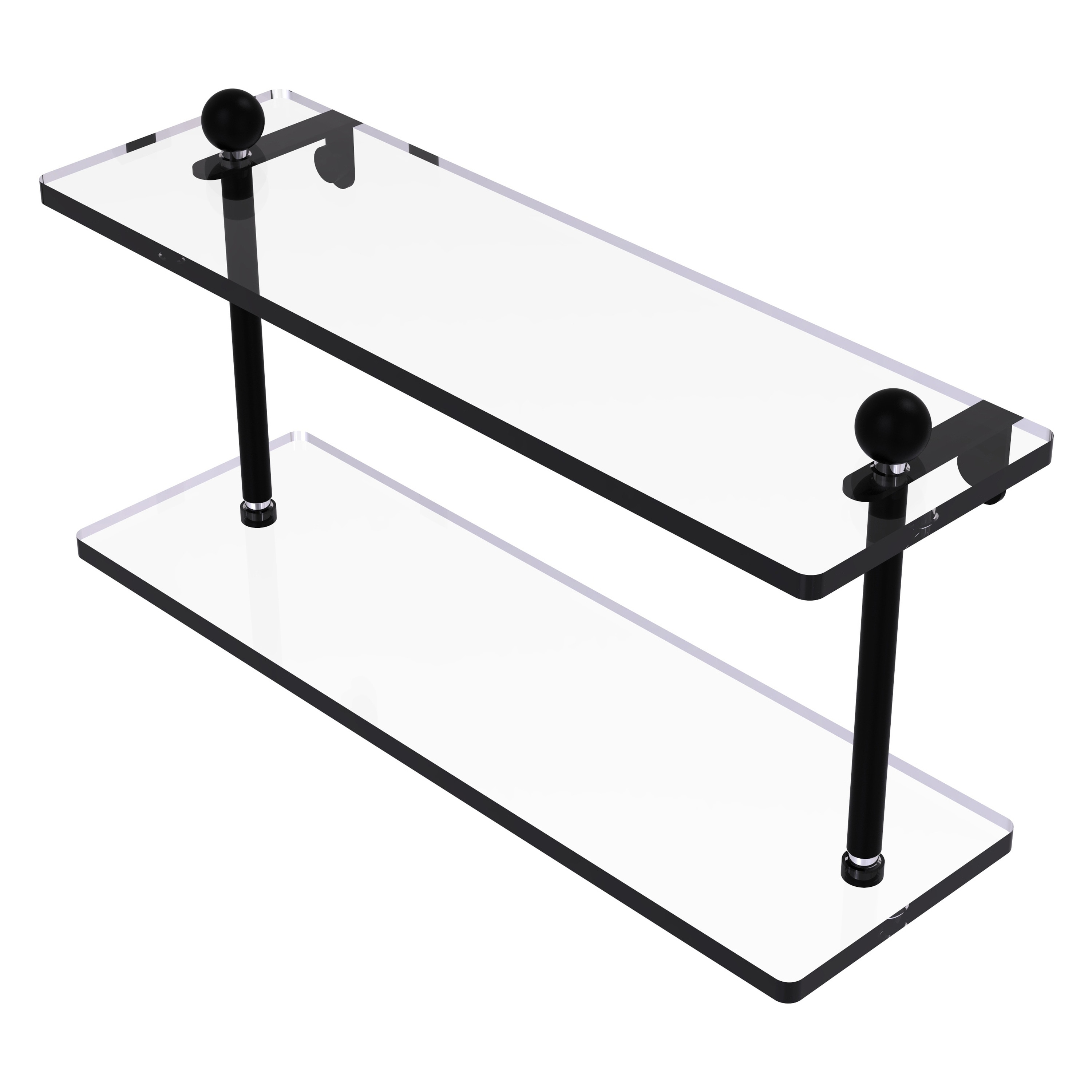 Allied Brass PR-2/16-BKM Prestige Regal Matte Black 2 -Tier Wall mount Bathroom Shelf ( 16-in x 8-in x 5-in )