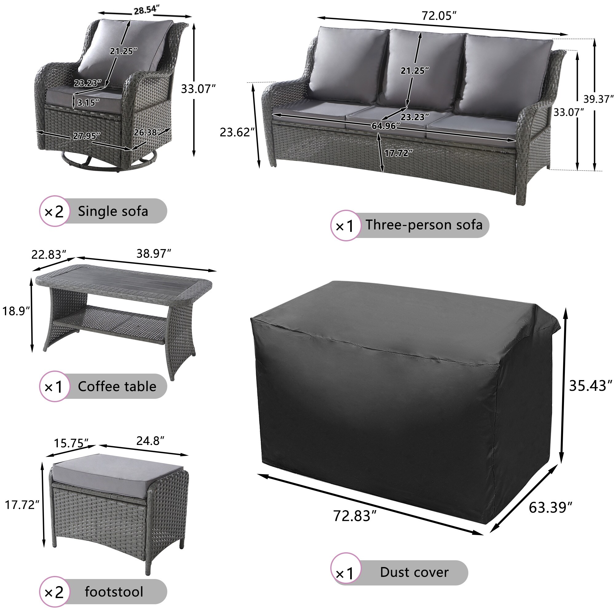 NOBLEMOOD LS-2022GR Patio-Conversation-Sets - View #7