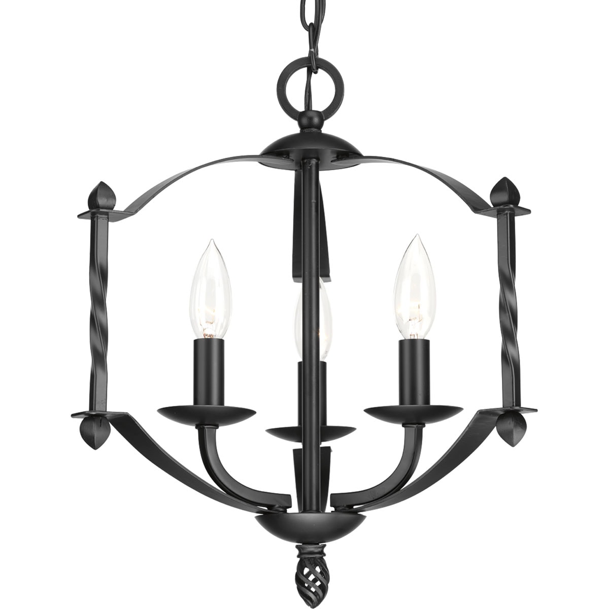 Progress Lighting P4709-31 Greyson 3-Light Matte Black Rustic Dry Rated Chandelier