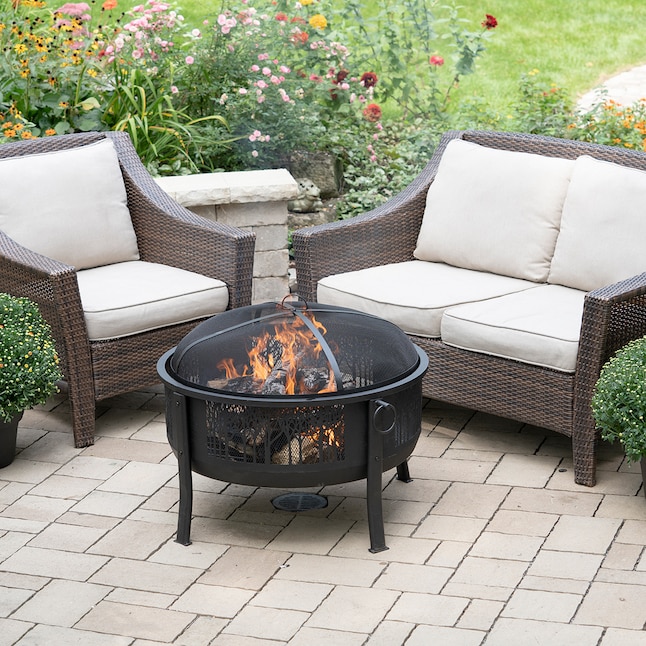 Black Steel Wood Burning Fire Pit, Tuscany Fire Pit