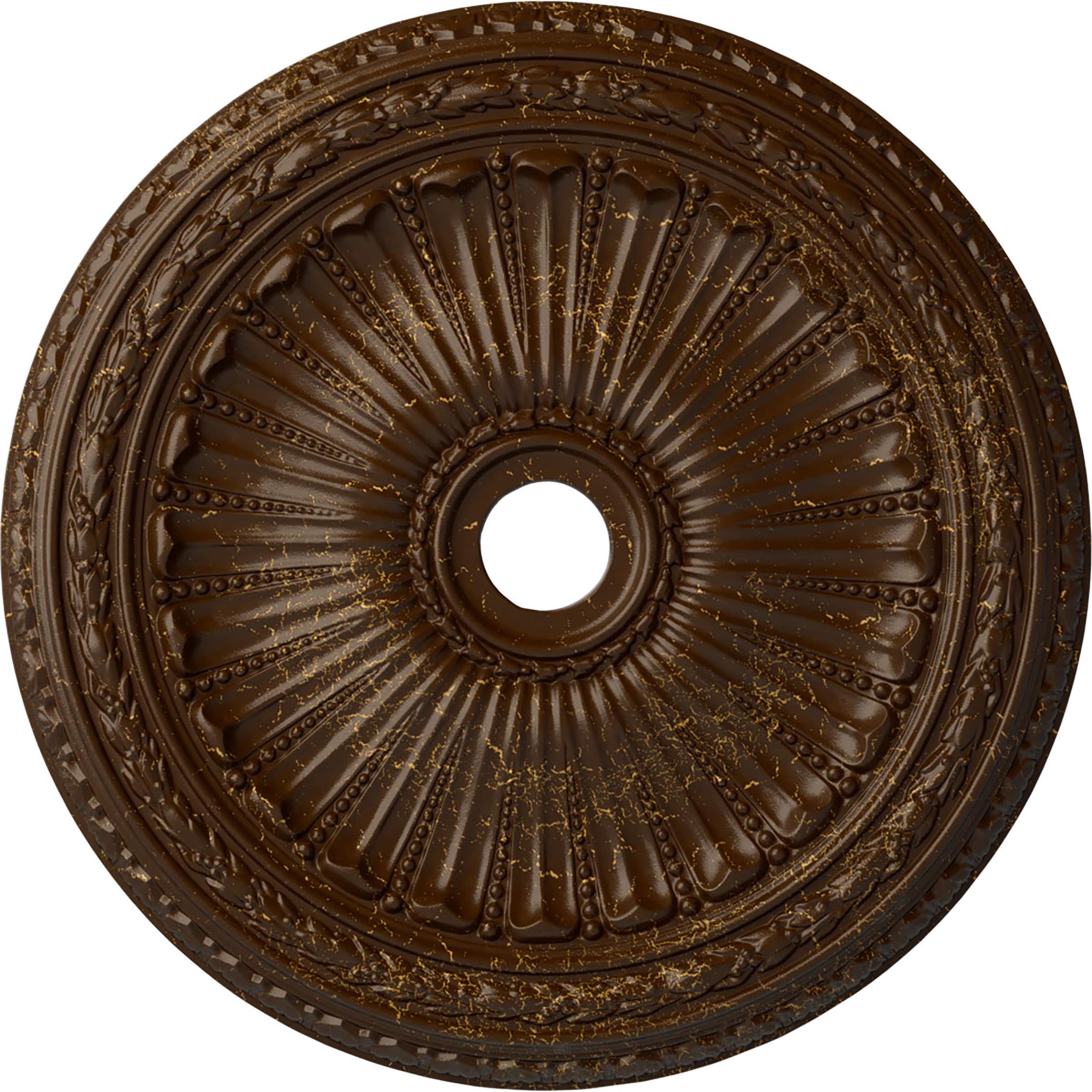 Ekena Millwork CM35VIRBC Viceroy 35.125-in W x 35.125-in L Painted Root Beer Crackle Polyurethane Whole Ceiling Medallion