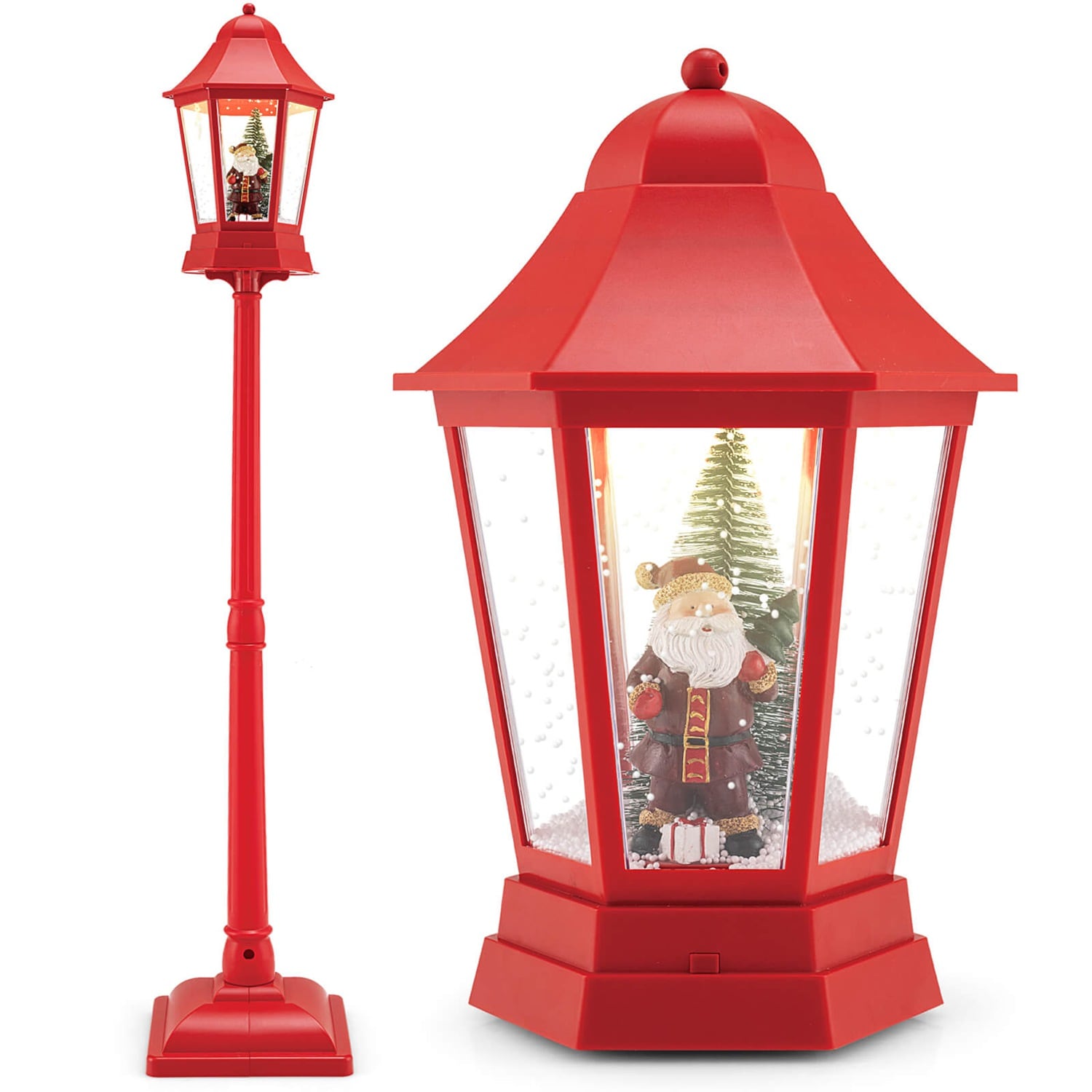 Costway CSHY001563 5 point 3 Ft Musical Christmas Street Lamp with 8 Tunes 60 LED Lights Mute Mode