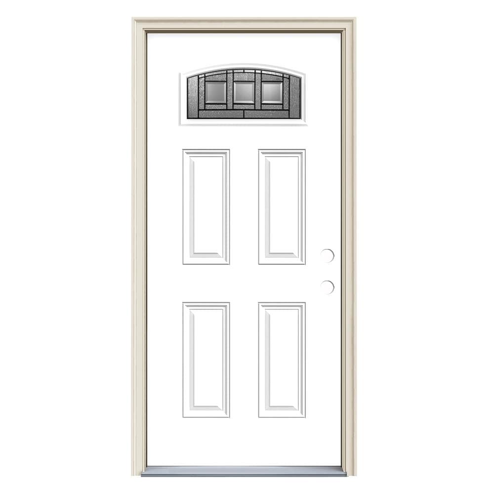 Jeld Wen Craftsman 36 In X 80 In X 4 9 16 In Fiberglass 1 4 Lite Left Hand Inswing Modern White