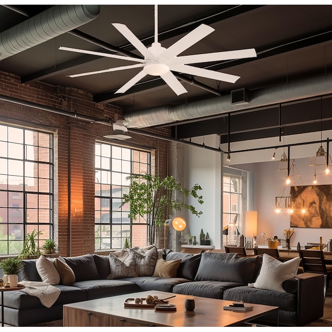 Minka Aire Slipstream Led 65 In Flat White Indoor Outdoor Ceiling Fan With Light And Remote 8 Blade The Fans Department At Lowes Com