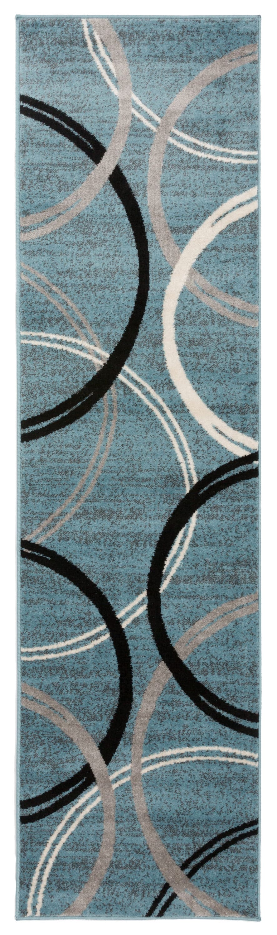 World Rug Gallery 377BLUE27X6 2 x 6 (ft) Loomed Polypropylene Blue Rectangular Indoor Abstract Global Area rug
