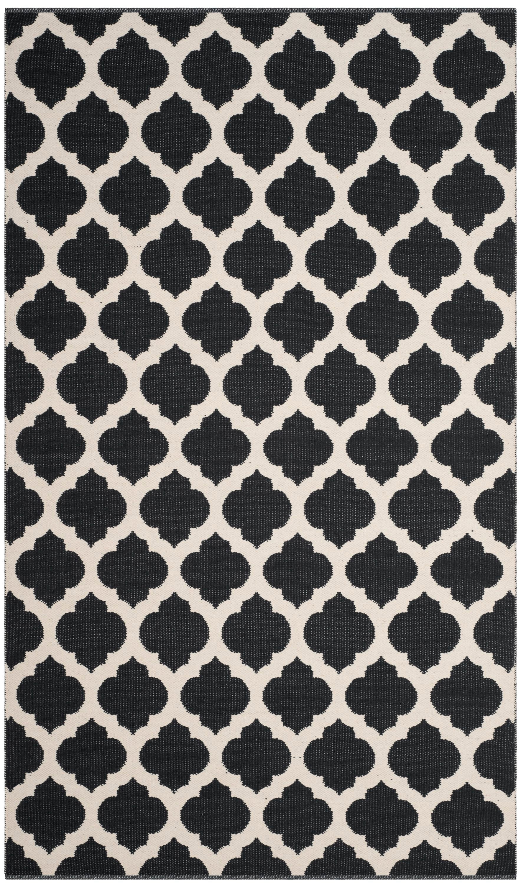 Safavieh MTK723D-5 Montauk Salvo 5 x 8 (ft) Cotton Black/Ivory Rectangular Indoor Trellis Coastal Area rug