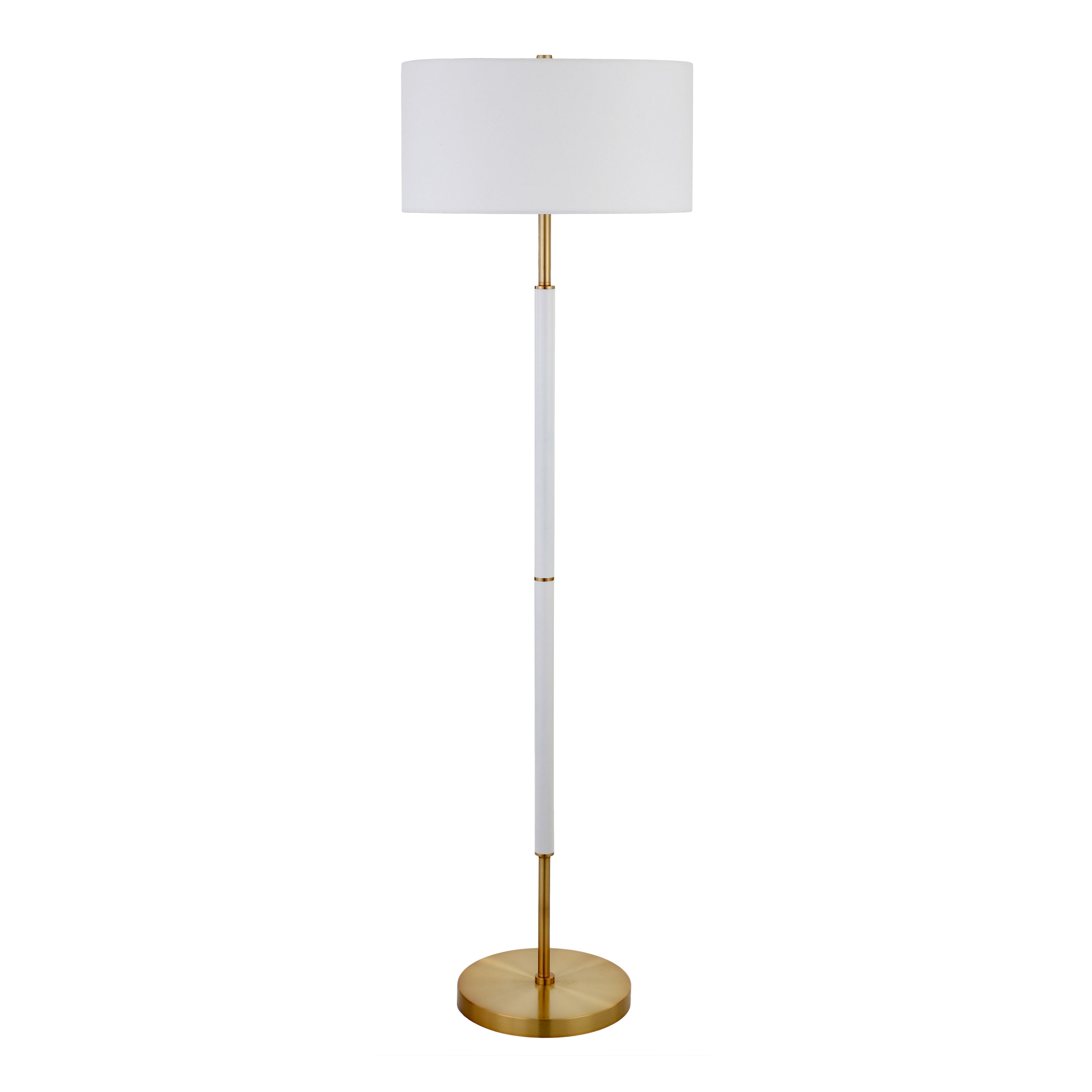 Simone Matte White & Brass Contemporary 2-Bulb Floor Lamp