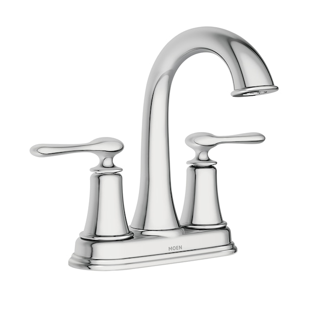 Moen Ellicott Chrome 2 Handle 4 In Centerset Bathroom Sink Faucet With Drain The Faucets Department At Com - How To Install A Moen 3 Piece Bathroom Faucet