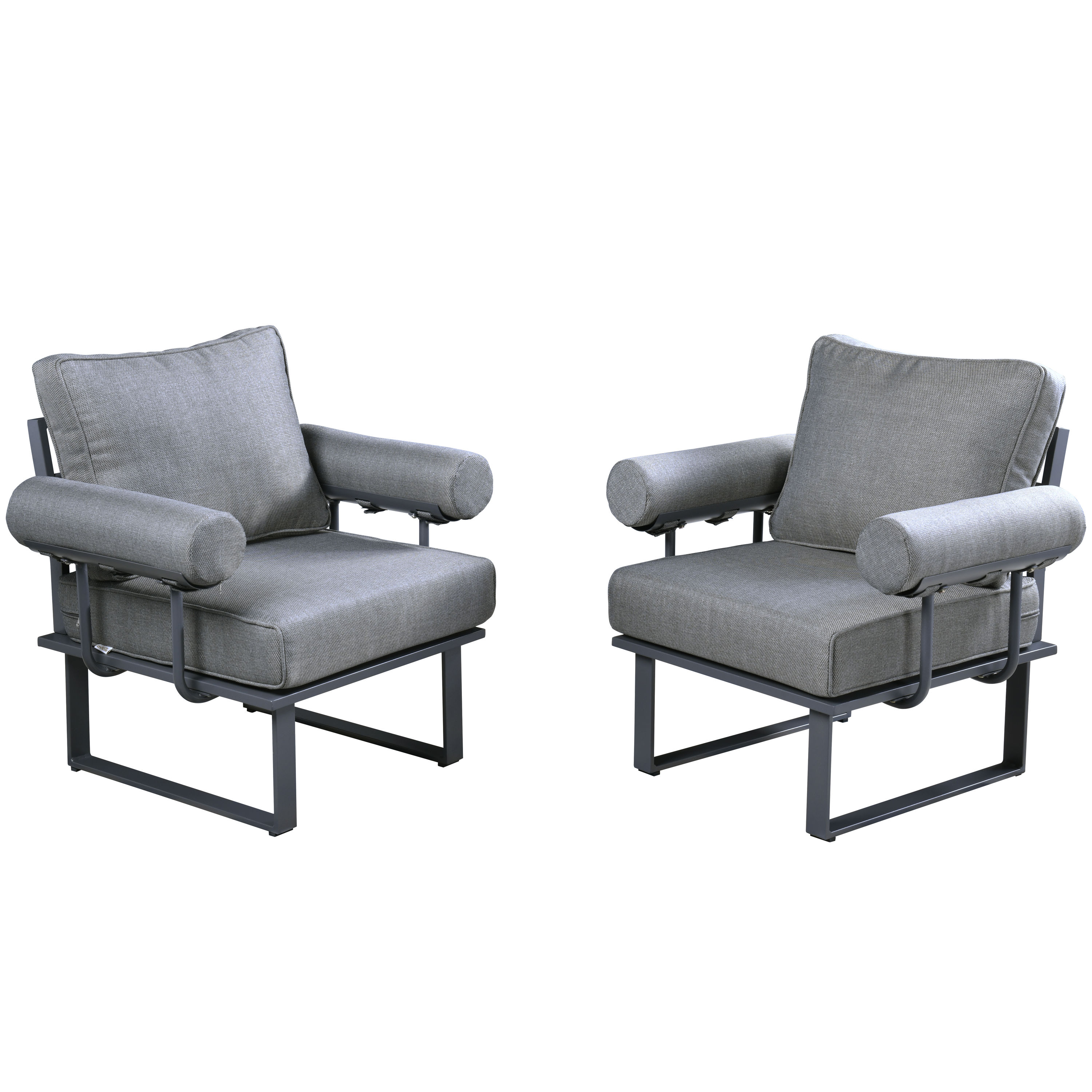 XIZZI Athena Set of 2 Stationary Balcony Chair with Gray Cushioned 