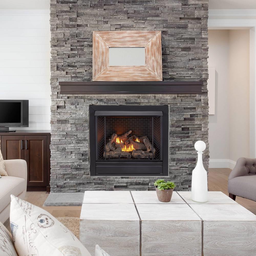 Bluegrass Living 34-in W 32000-BTU Black Vent-free Dual Gas Fireplace ...