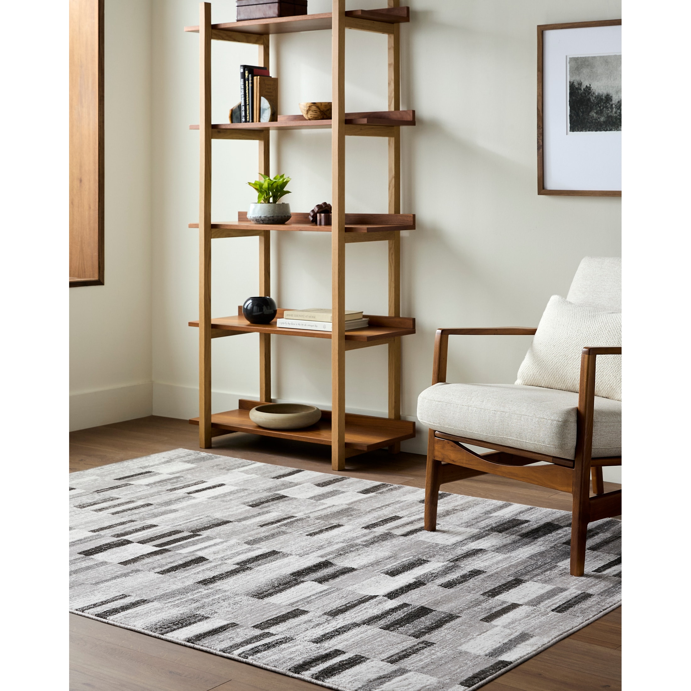 Livabliss MNC2364-5373 Monte Carlo 5 x 7 (ft) Flatweave Gray/Black Rectangular Indoor Geometric Pet Friendly Area rug