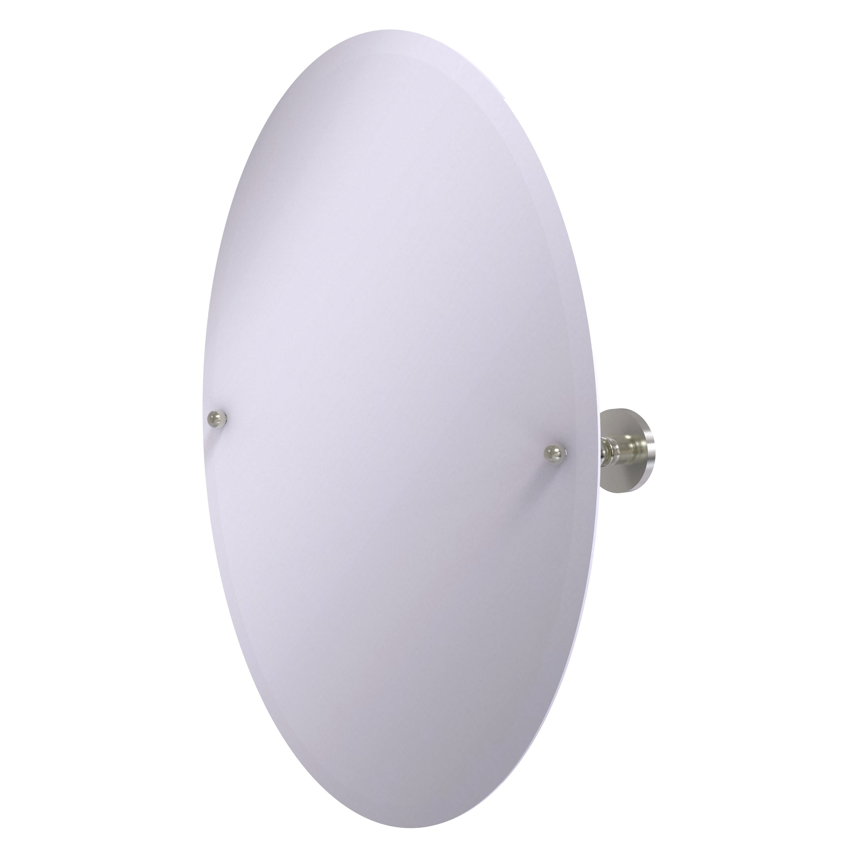 Allied Brass P1091-SN Prestige Skyline 21-Inches x 26-Inches Beveled Frameless Oval Tilting Bathroom Vanity Mirror ( Satin Nickel )
