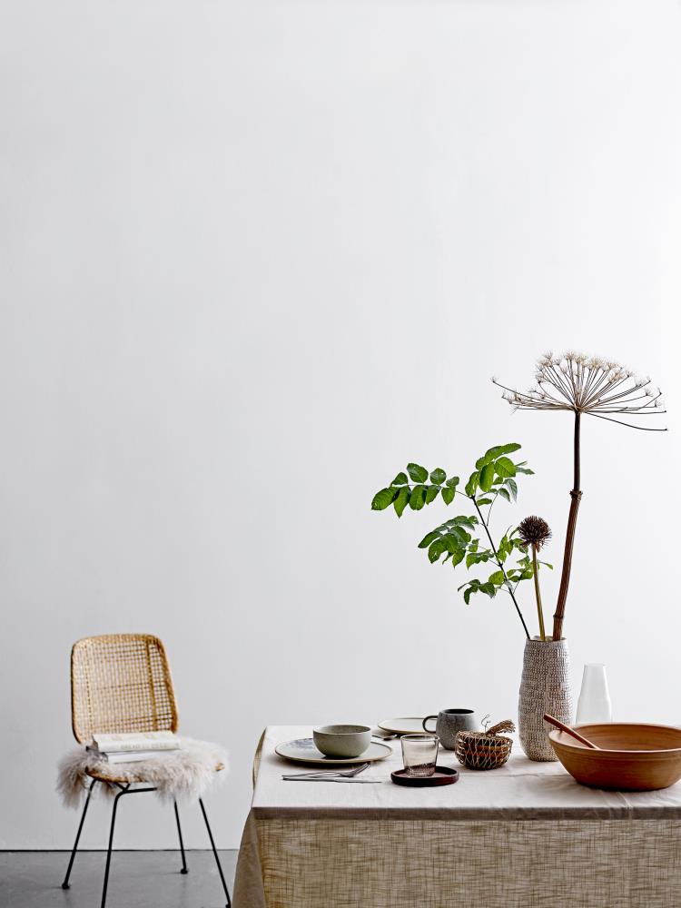 Tall Brown and White Embossed Ceramic Table Vase