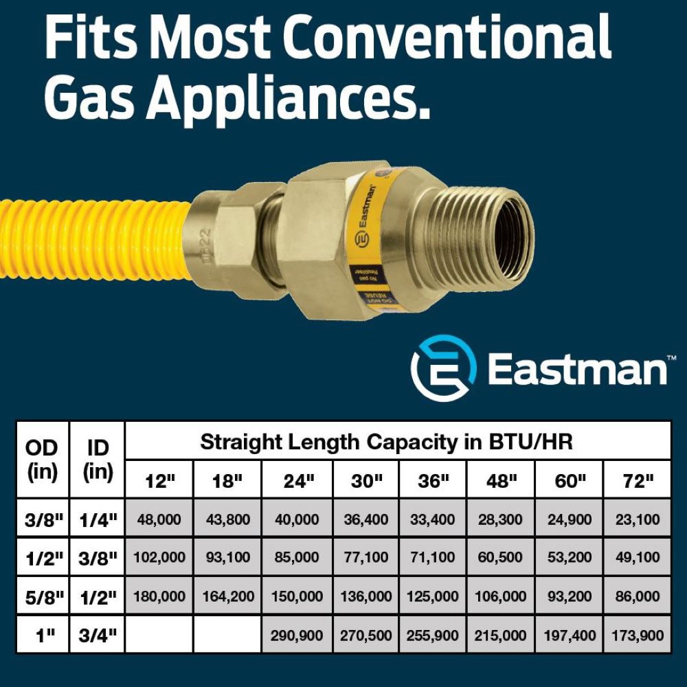 EASTMAN 24-in 1/2-in Fip Inlet x 3/8-in Mip Outlet Stainless Steel Gas  Appliance Installation Kit in the Appliance Supply Lines & Drain Hoses  department at