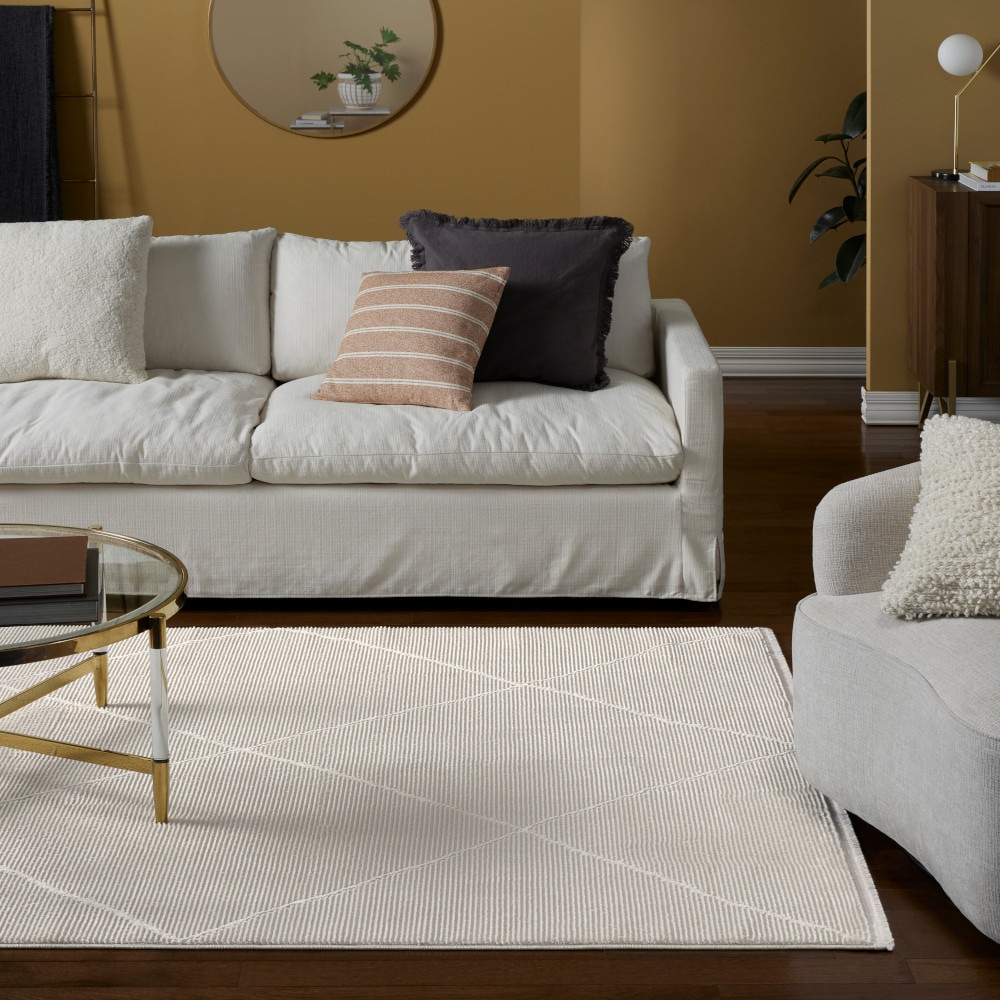 Town & Country Living 1-36408-100 Tretta 8 x 10 (ft) Loomed Polyester Ivory Rectangular Indoor Geometric Area rug