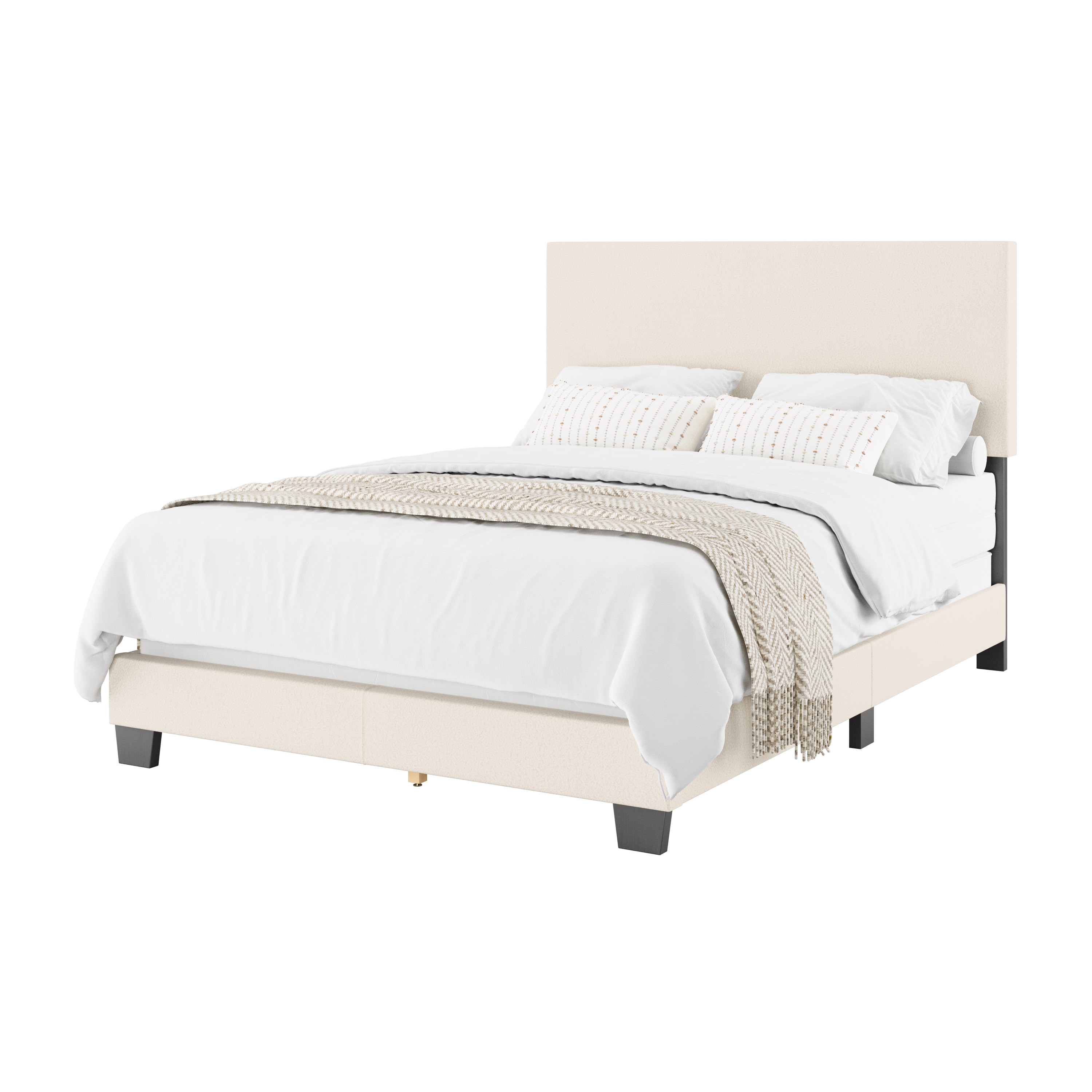 CorLiving BVBJM872D Nova Off-white Full Wood Bed frame Bed