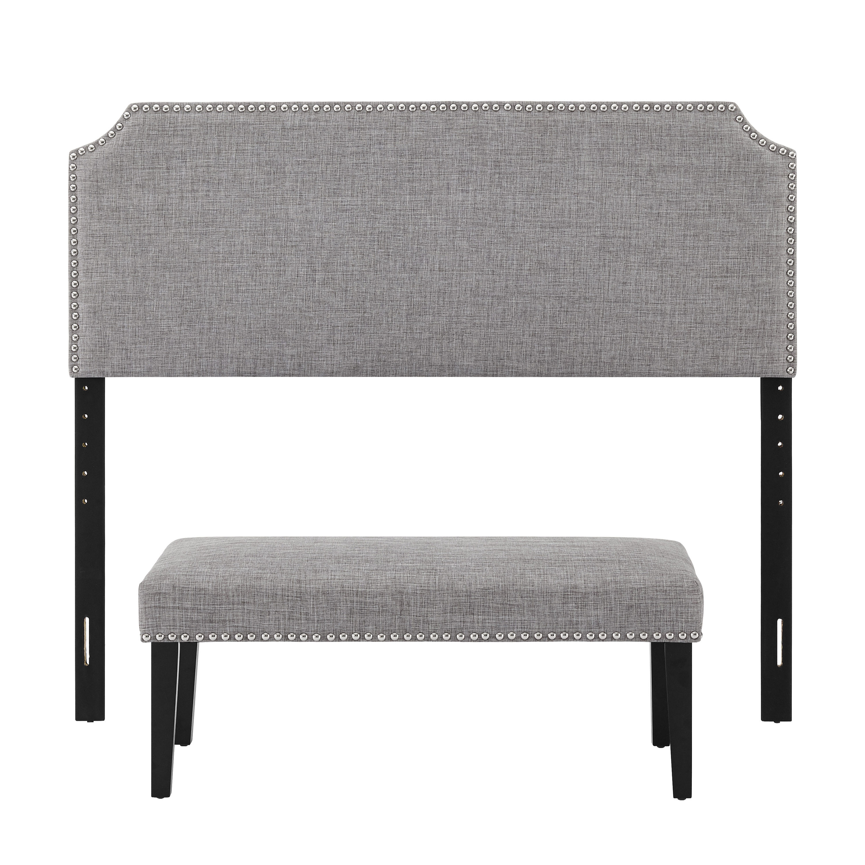 HomeFare DS-D307-650-1 Heathered Grey Full/Queen Polyester Upholstered Headboard