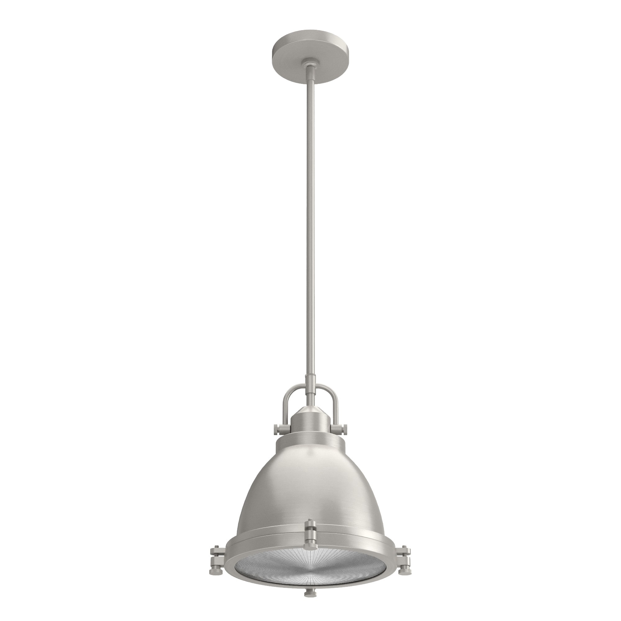 Bridgemoor Brushed Nickel LED Bowl Pendant with Holophane Glass, 12"