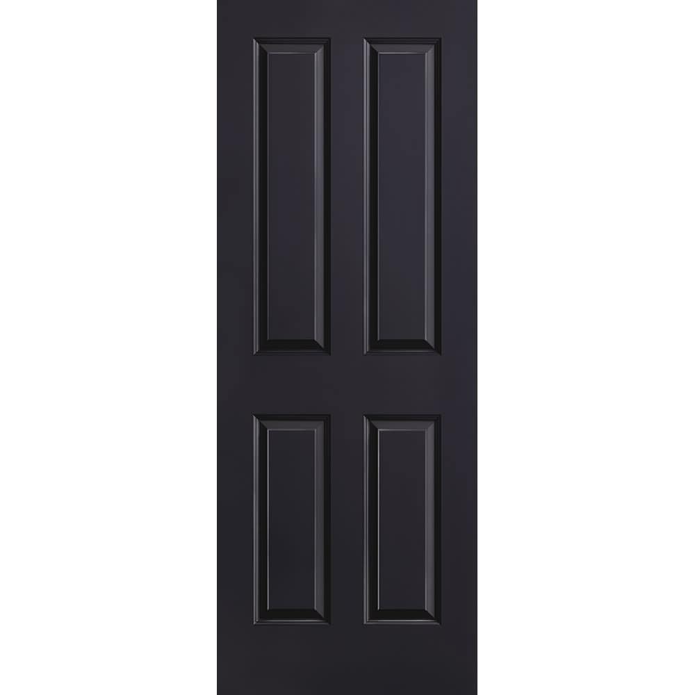 Masonite 1316455 Traditional 30-in x 80-in Midnight 4 panel square Smooth Solid core Prefinished Molded composite Slab Door