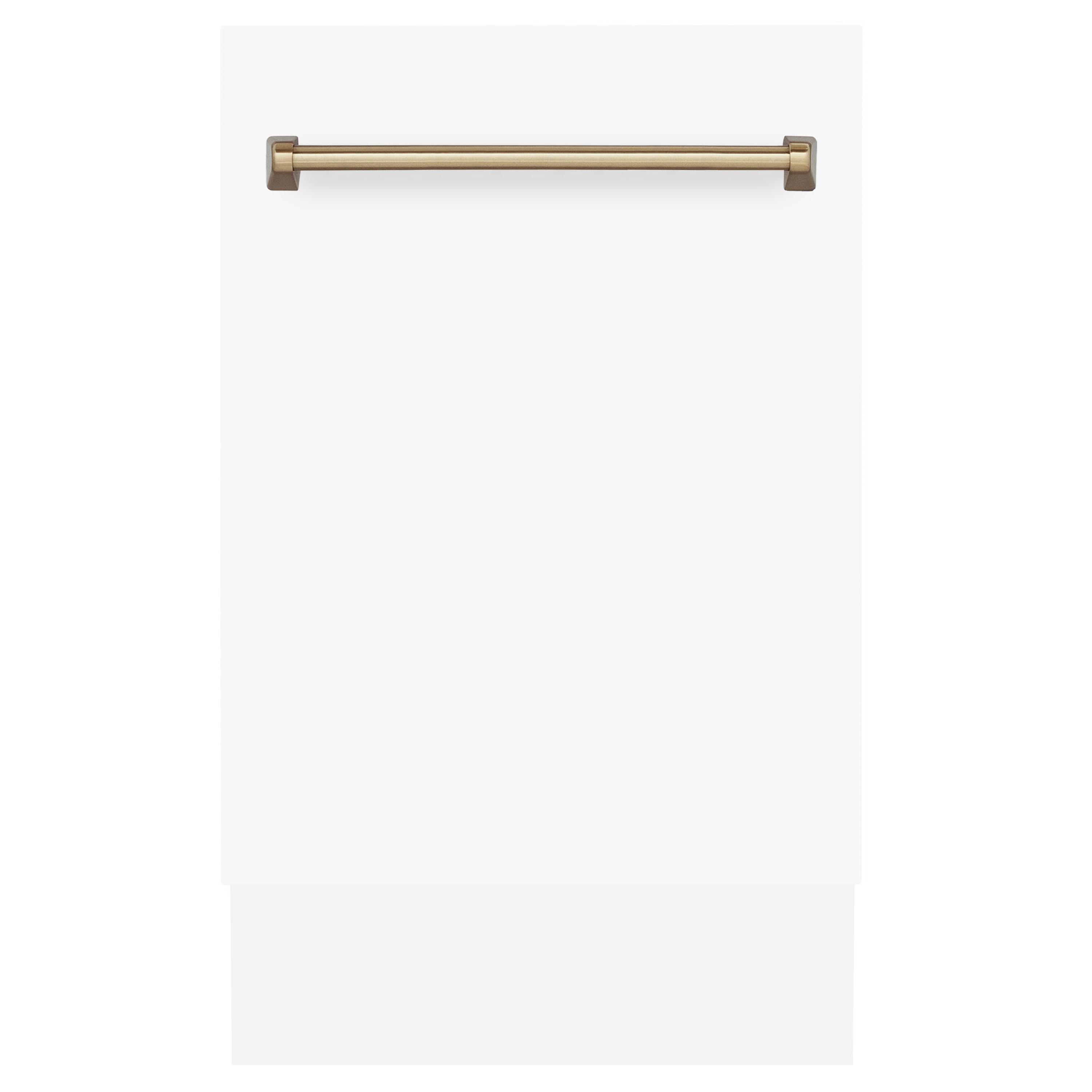 ZLINE KITCHEN & BATH DWVZ-WM-18-CB Autograph Edition 18-in Top Control Built-in Dishwasher With Third Rack ( Stainless Steel Tub with White Matte Panel and Champagne Bronze Handle ) ENERGY STAR, 51-Decibel Standard Sound Level