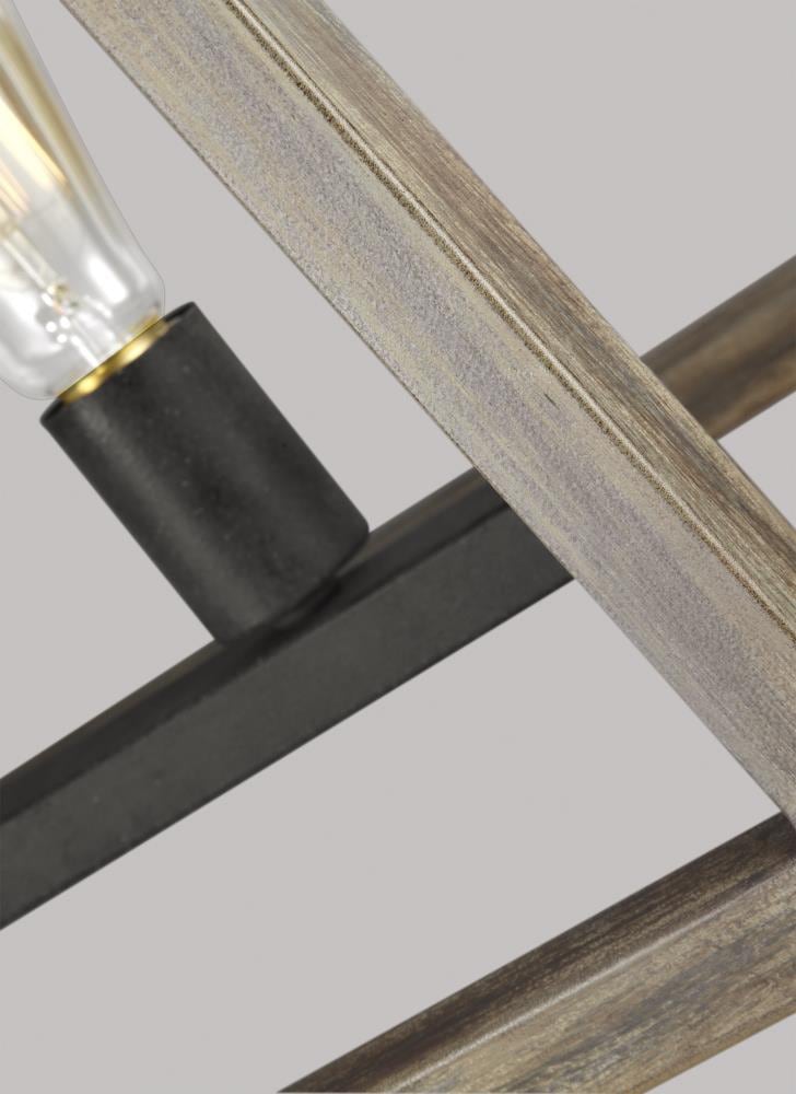 Rustic Elegance 5-Light Weathered Oak & Antique Iron Cage Chandelier