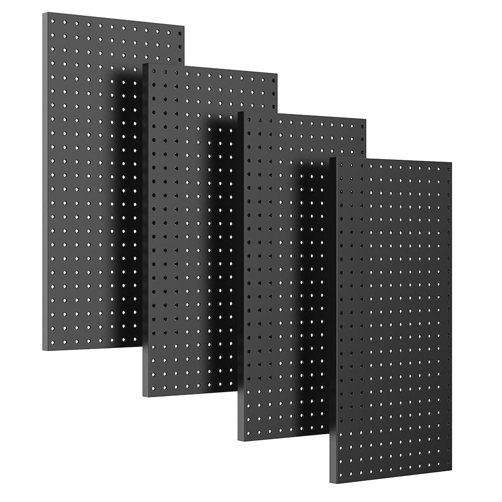 Numhew 4-Piece 11.8in W Black Metal Pegboard Wall Panels