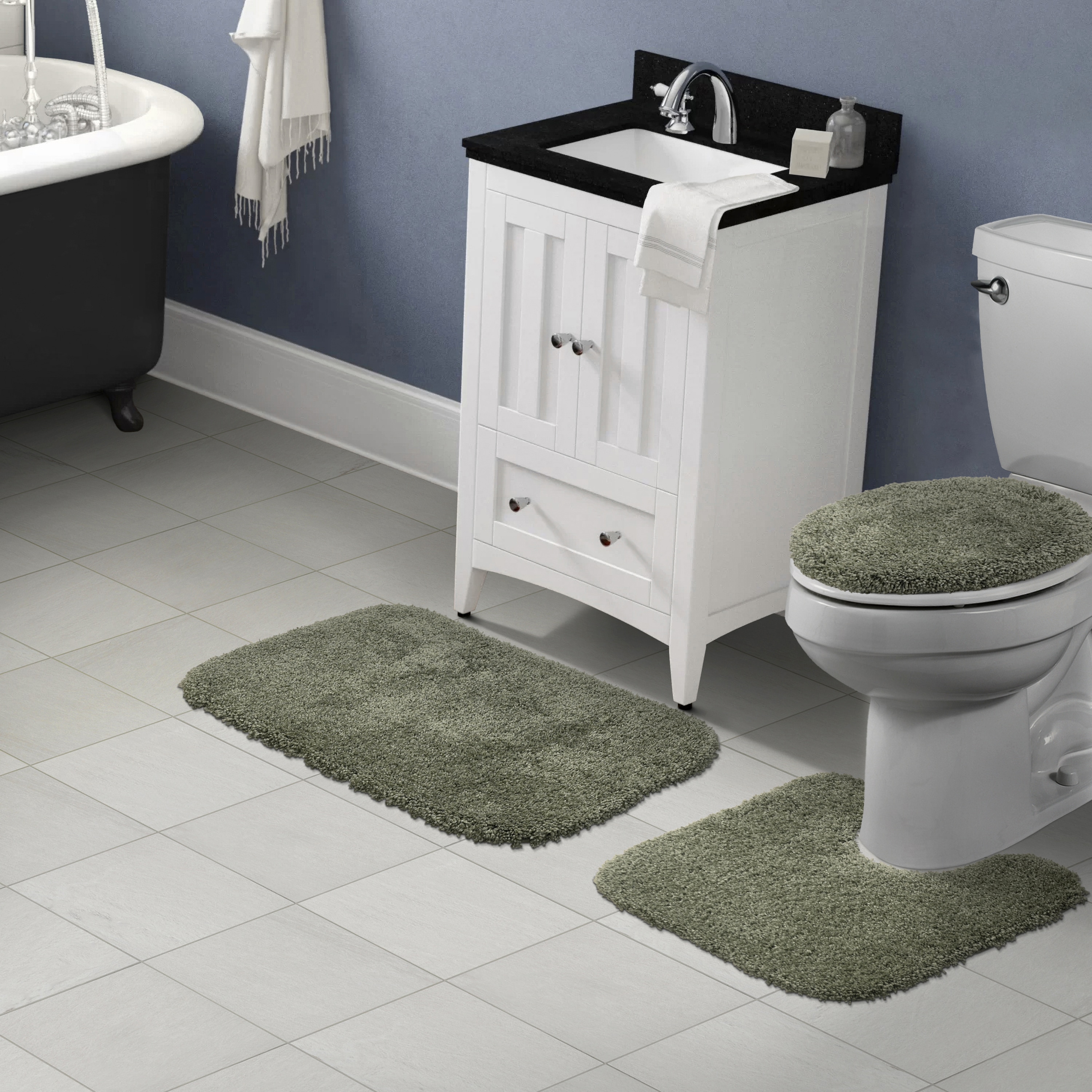 Garland Rug BA100W3P02I8 Serendipity 21-in x 34-in Deep Fern Nylon Bath mat set