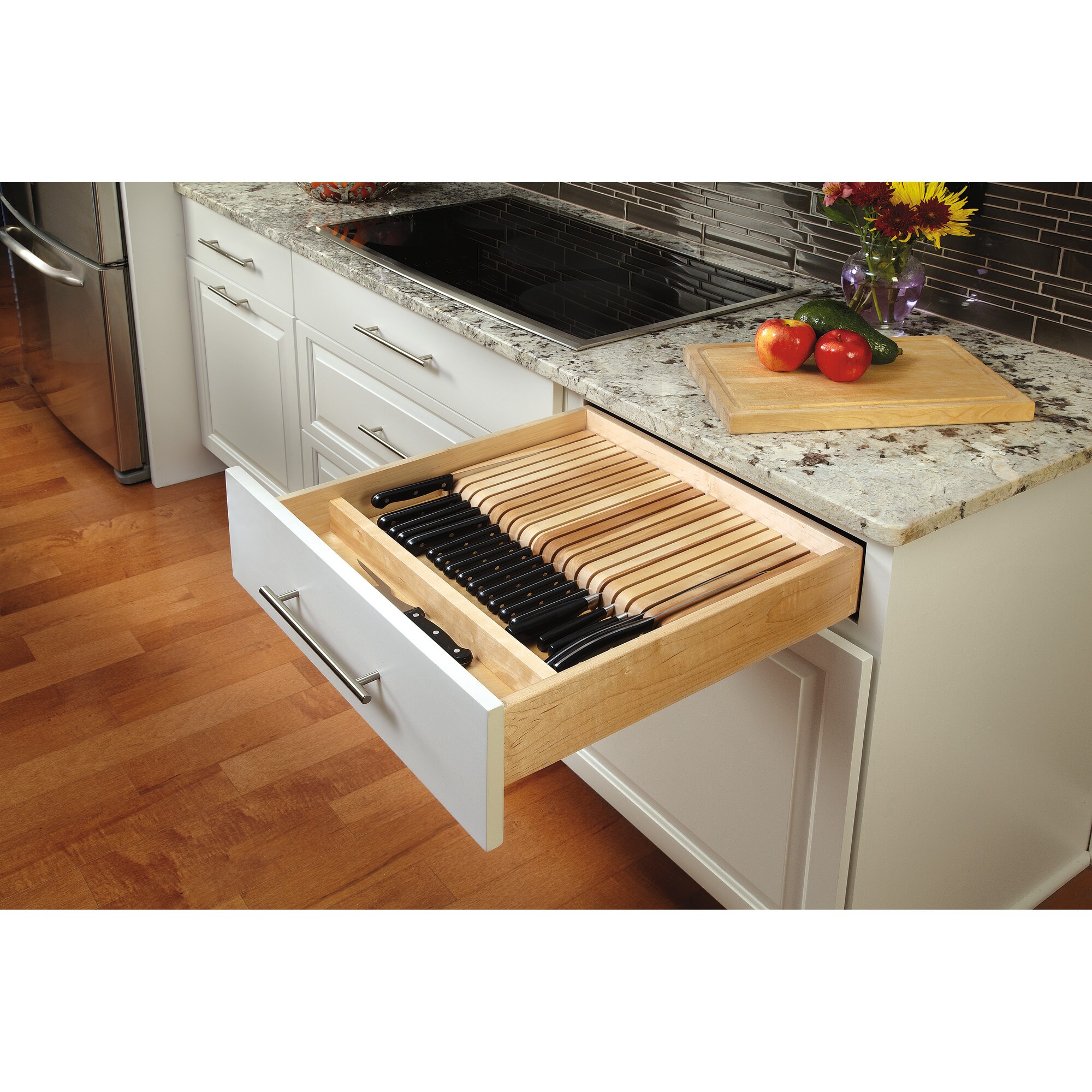 Rev-A-Shelf 22-in x 18.5-in Brown Wood Cutlery Insert at