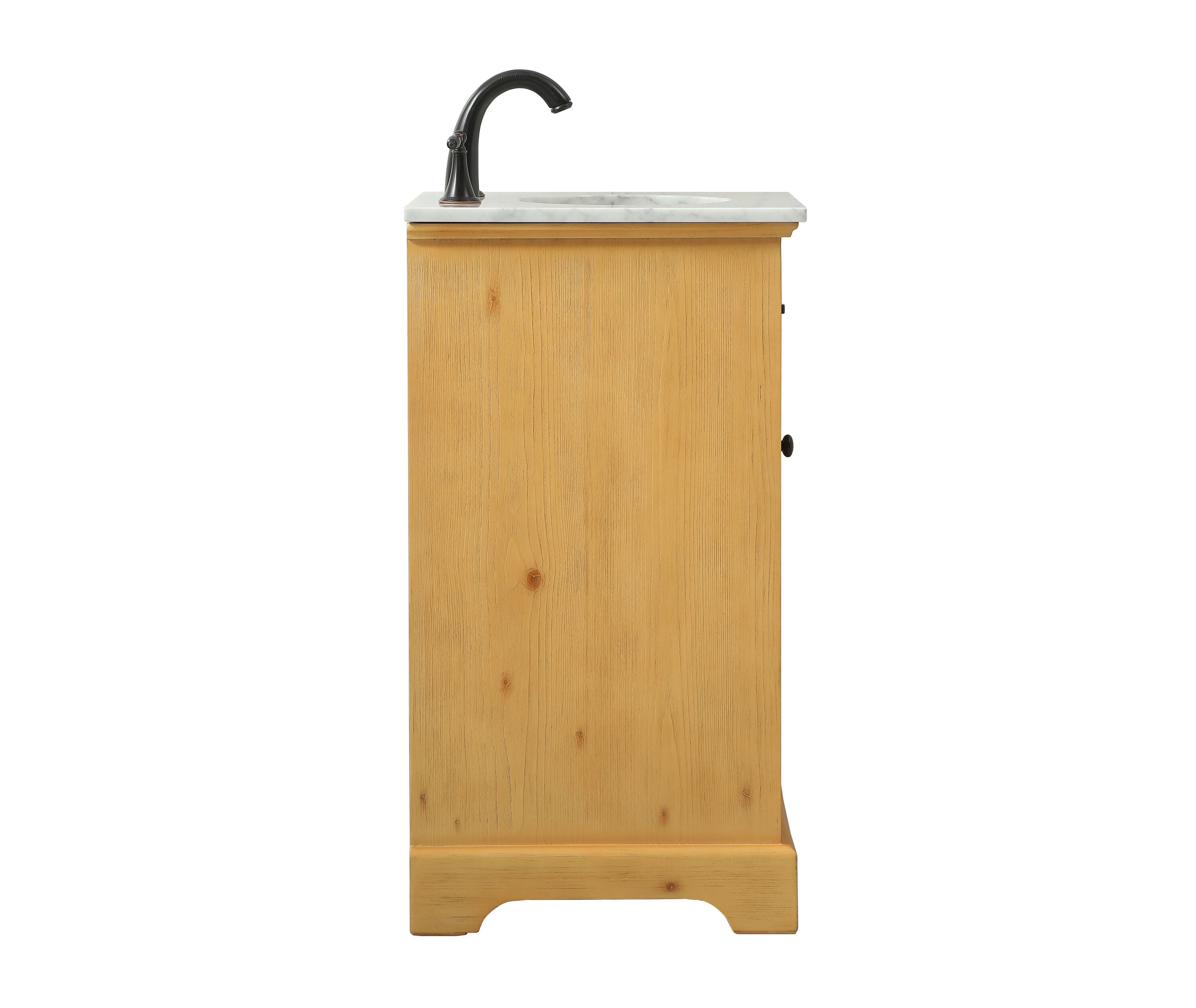 Natural Wood Single Bathroom Vanity with Marble Top