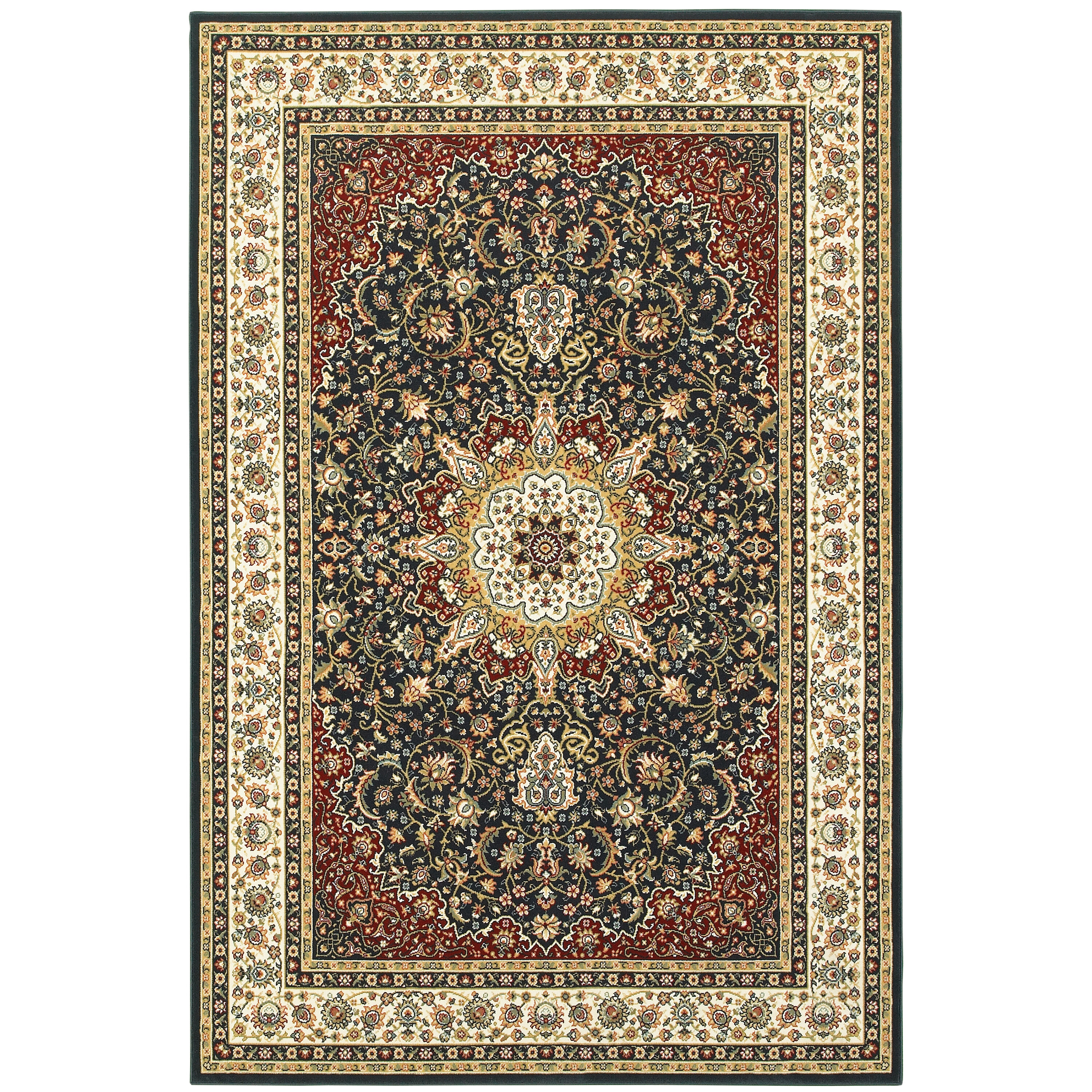 Archer Lane 119KSHU15L Westferry 5 x 8 (ft) Polypropylene Navy Rectangular Indoor Medallion Oriental Area rug