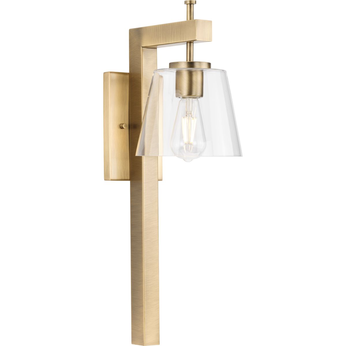 Progress Lighting P710108-163 Saffert 7.5-in W 1-Light Vintage Brass Industrial Wall Sconce