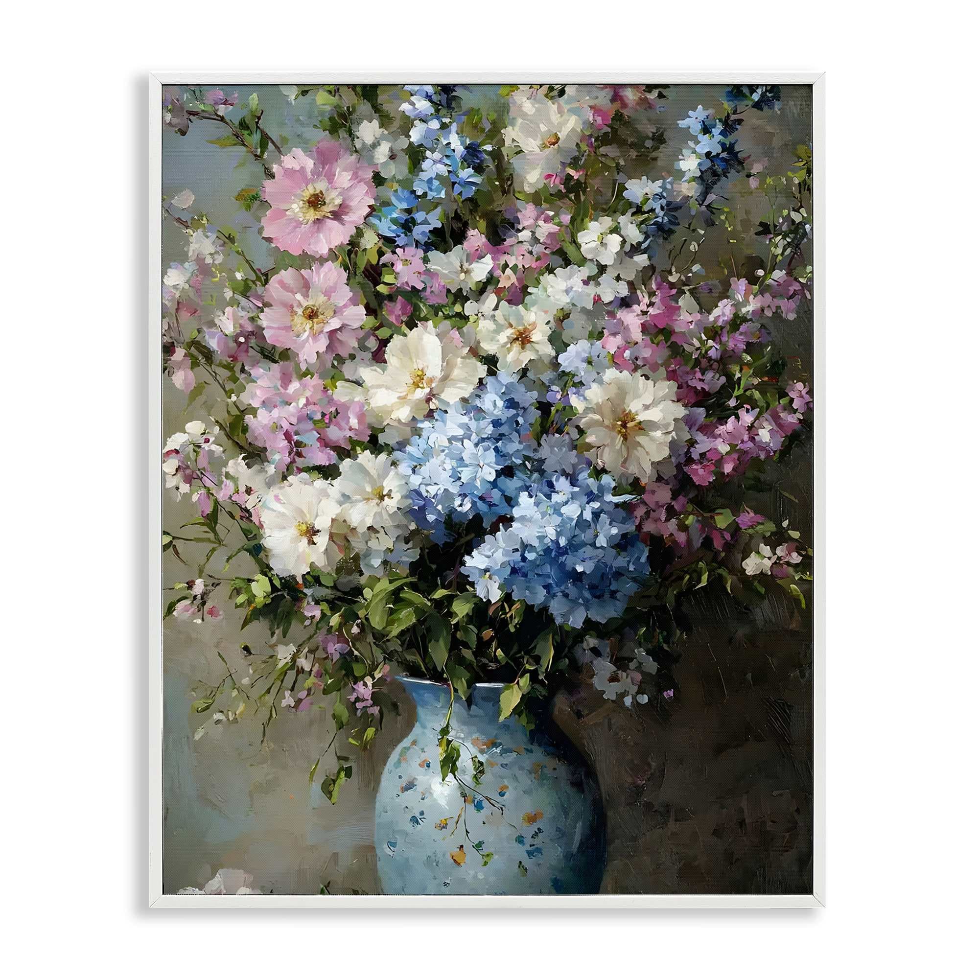 Stupell Industries BT-749-WFR-24X30 Traditional Cool Tone Bouquet White Framed Giclee Art By Franklyn Gregory 24 x 30