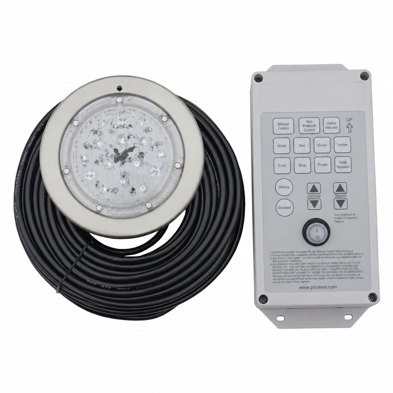 Oyezvary 6 inch LED color pool and spa light for wet niche with 50 foot cord controller included stainless steel 316L waterproof 1 Piece #LOZ0430A09