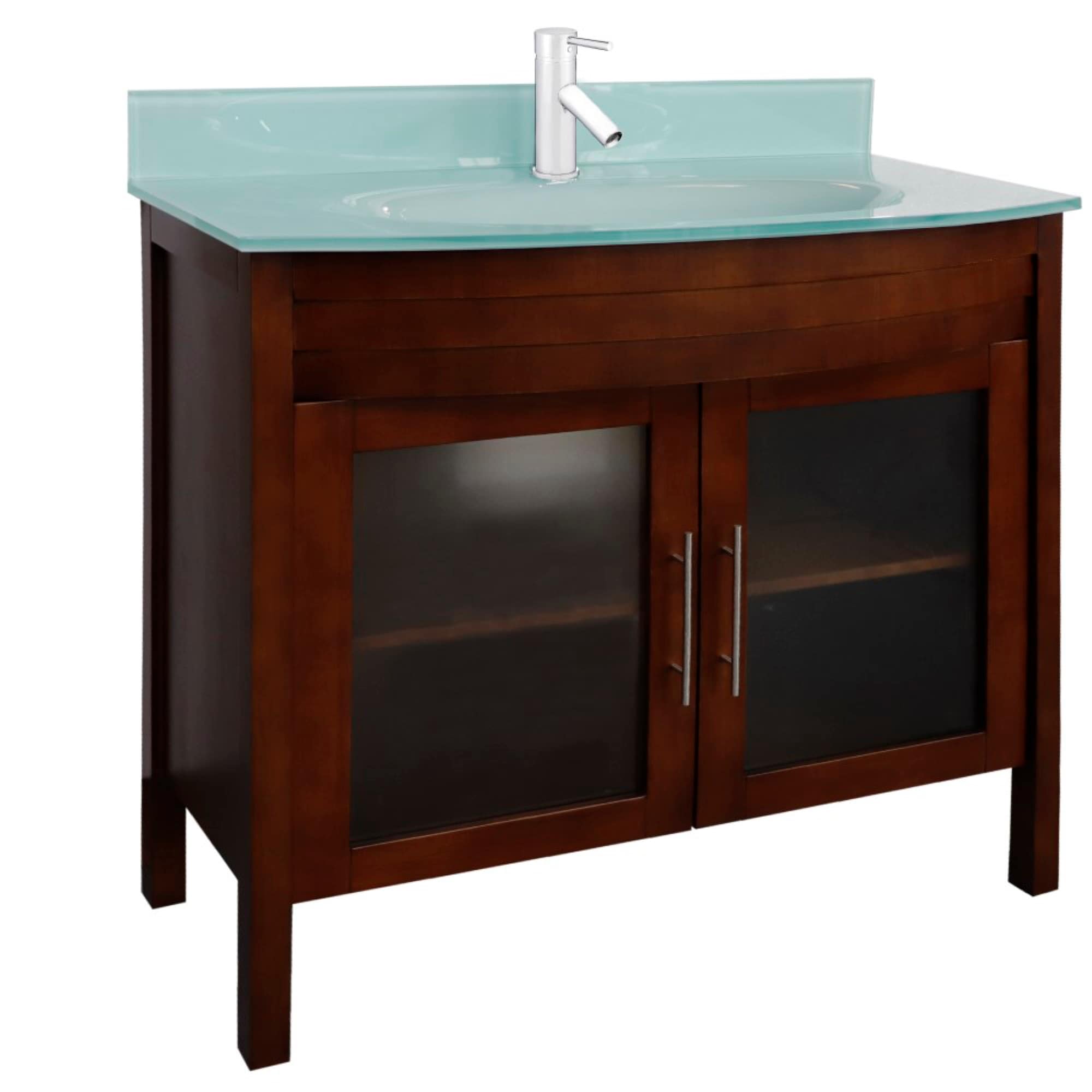 Bellaterra Home 39-in Medium Walnut Single Sink Bathroom Vanity With ...