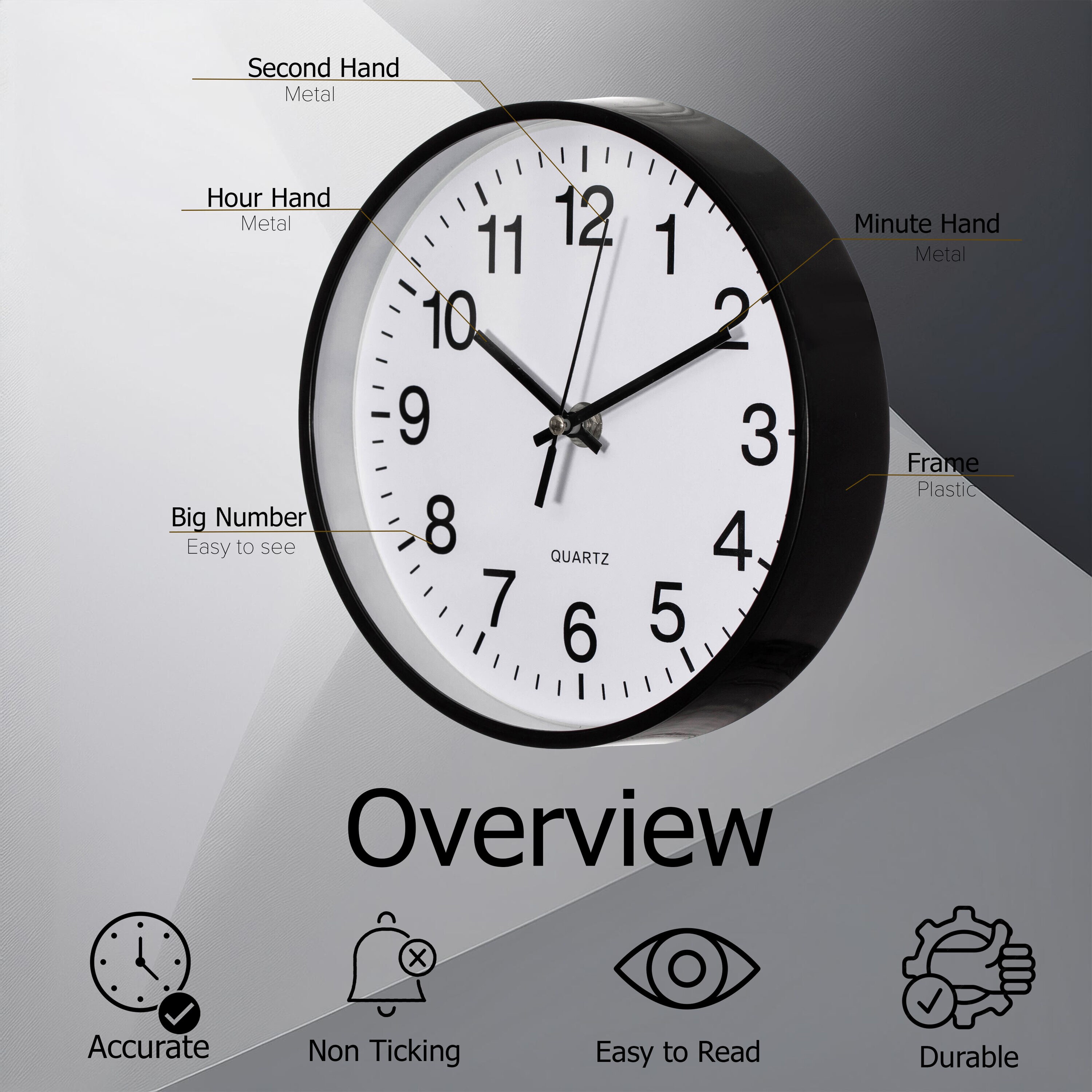 Clockswise QI004744.BK.8 Indoor-Outdoor-Clocks - View #3