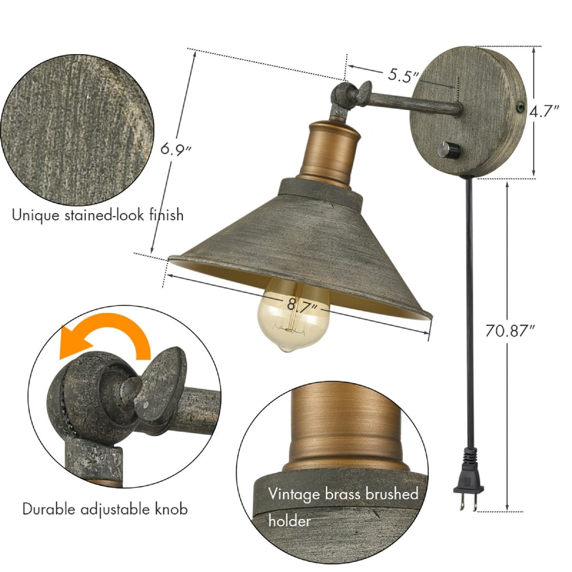 Distressed Green Rustic Swing Arm Wall Sconce Set