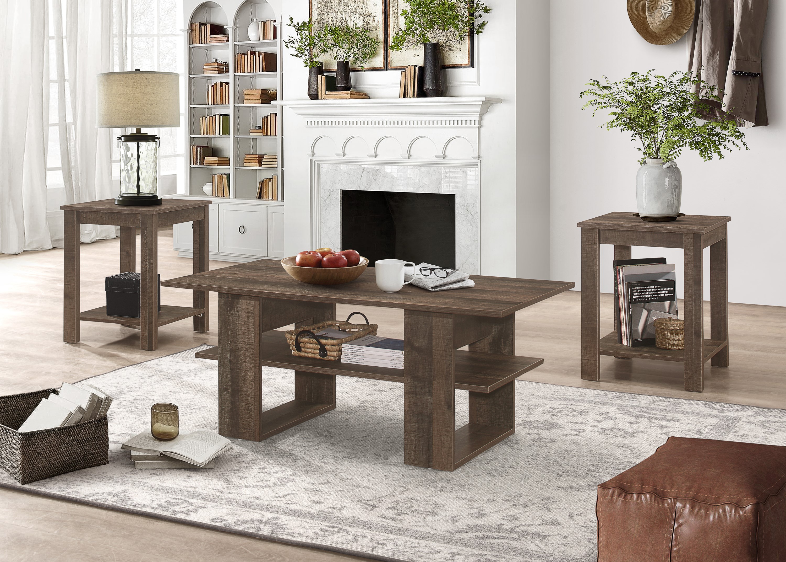 Home Design 10020-021CT Beverly Brown Oak MDF Modern Coffee Table with Storage