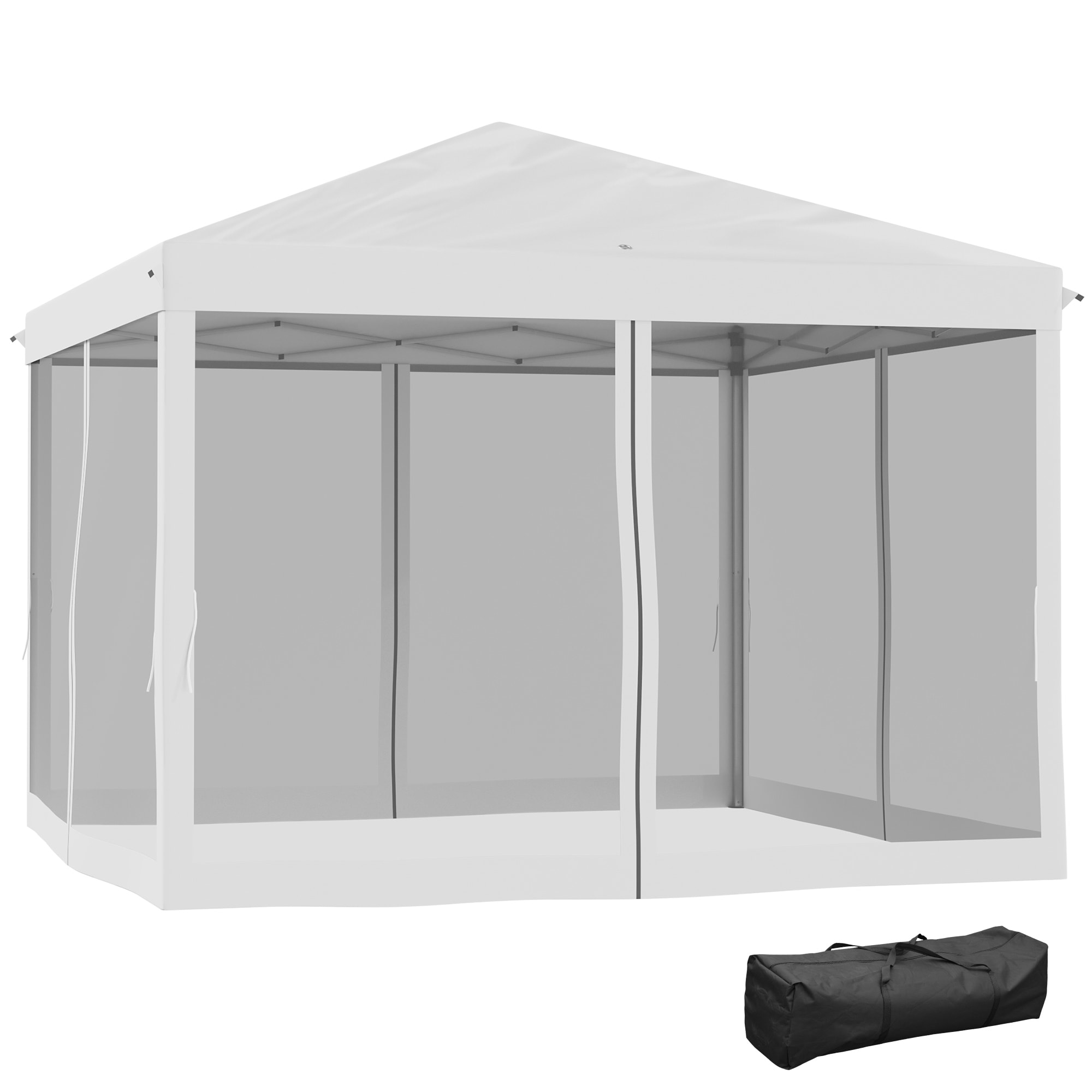 Outsunny 840-014V01CW Outdoor 10' x 10' Patio Gazebo Outdoor PopUp Canopy with Sidewalls Instant Setup Mesh Walls for Party Events Backyard Lawn Cream White