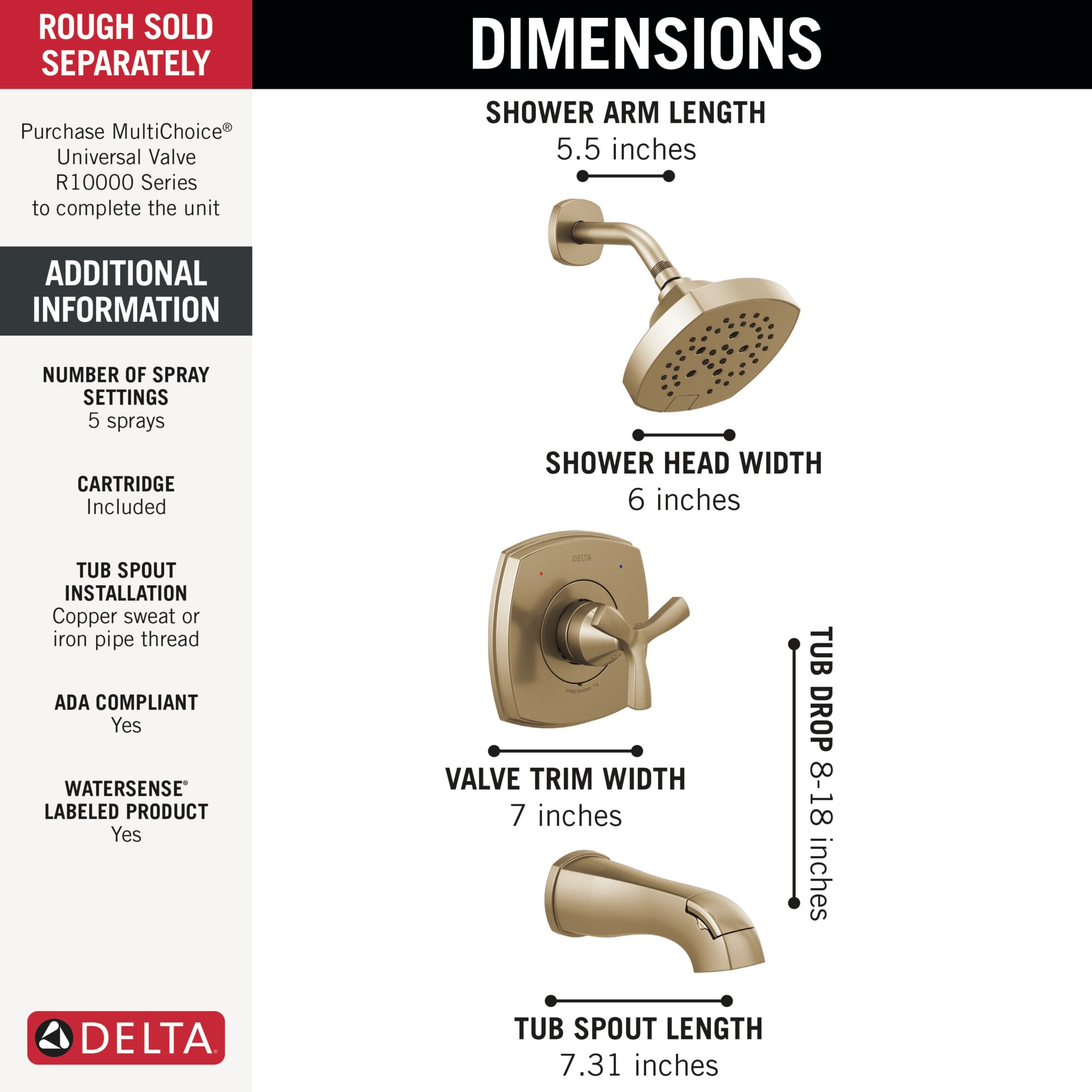 Delta T144766-CZ-PR Tub-Shower-Faucets - View #3