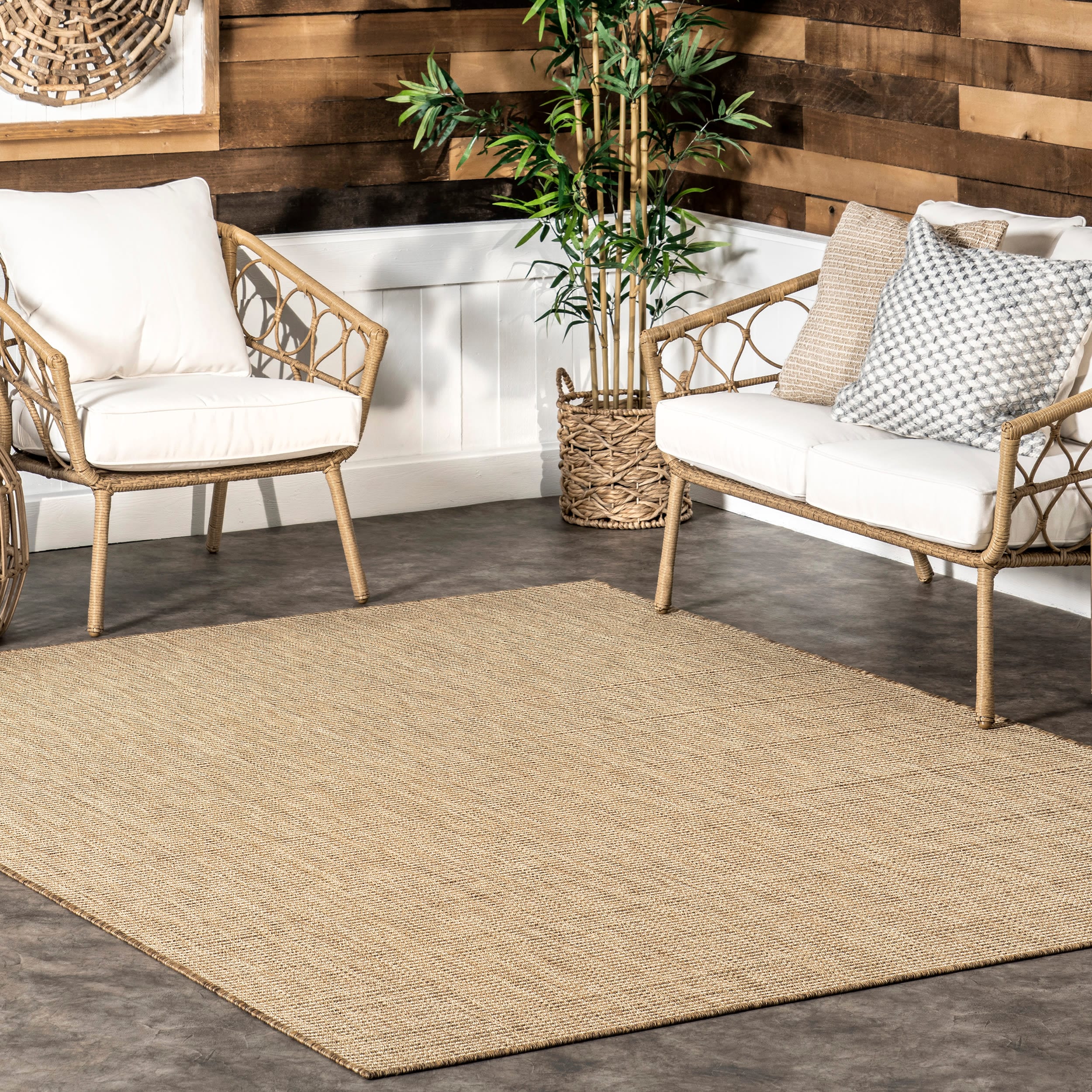 nuLOOM GBCB61A-13015 12 x 15 (ft) Loomed Polyester/Polypropylene Brown Rectangular Indoor/Outdoor Solid Bohemian/Eclectic Area rug