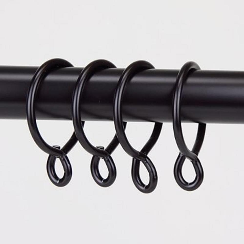 Pack of 10 Curtain rings with pincer clips Ø25mm Black