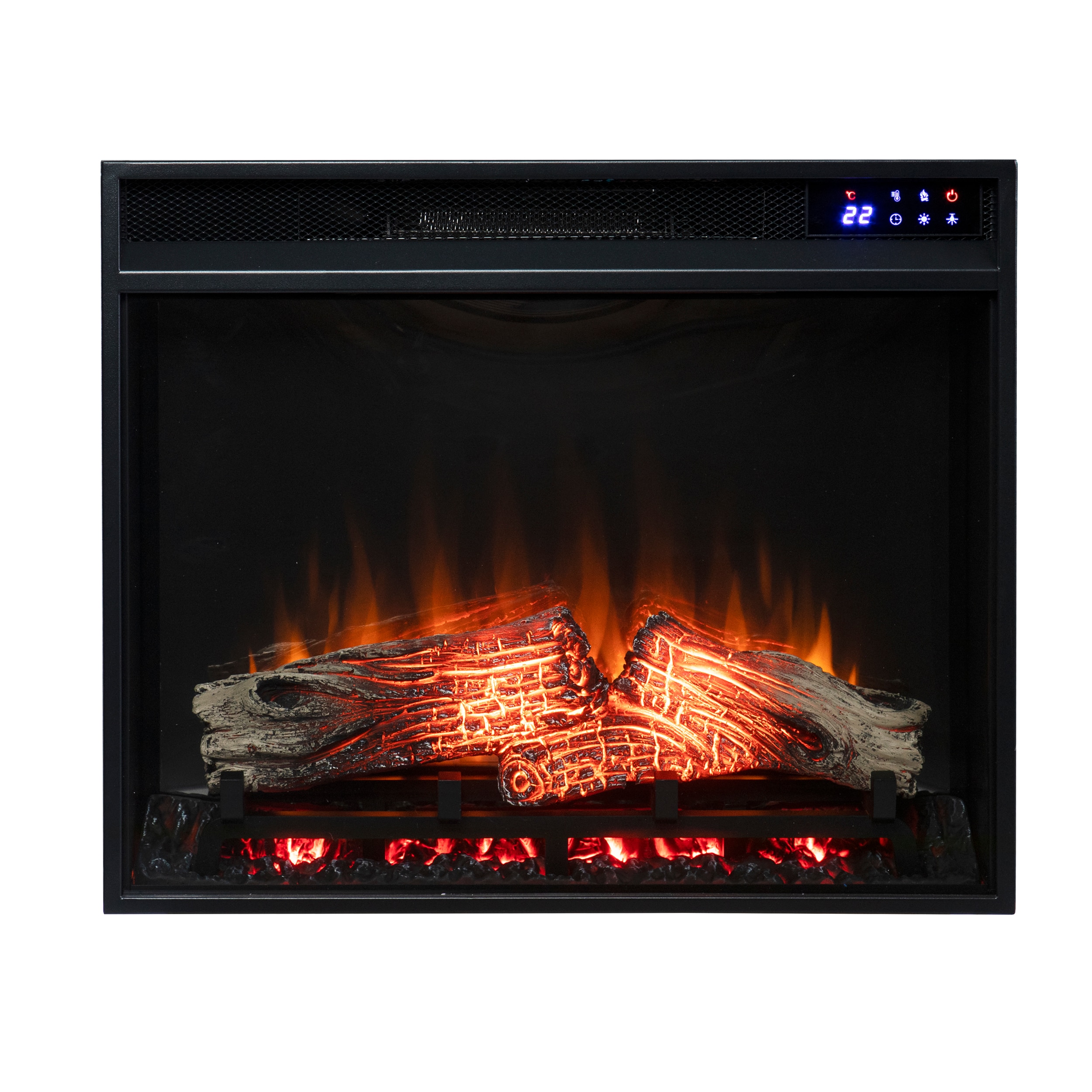 Southern Enterprises FA5223 23.75-Inches W Black Free standing Fan-forced Flat wall Electric Fireplace with Remote Control Included