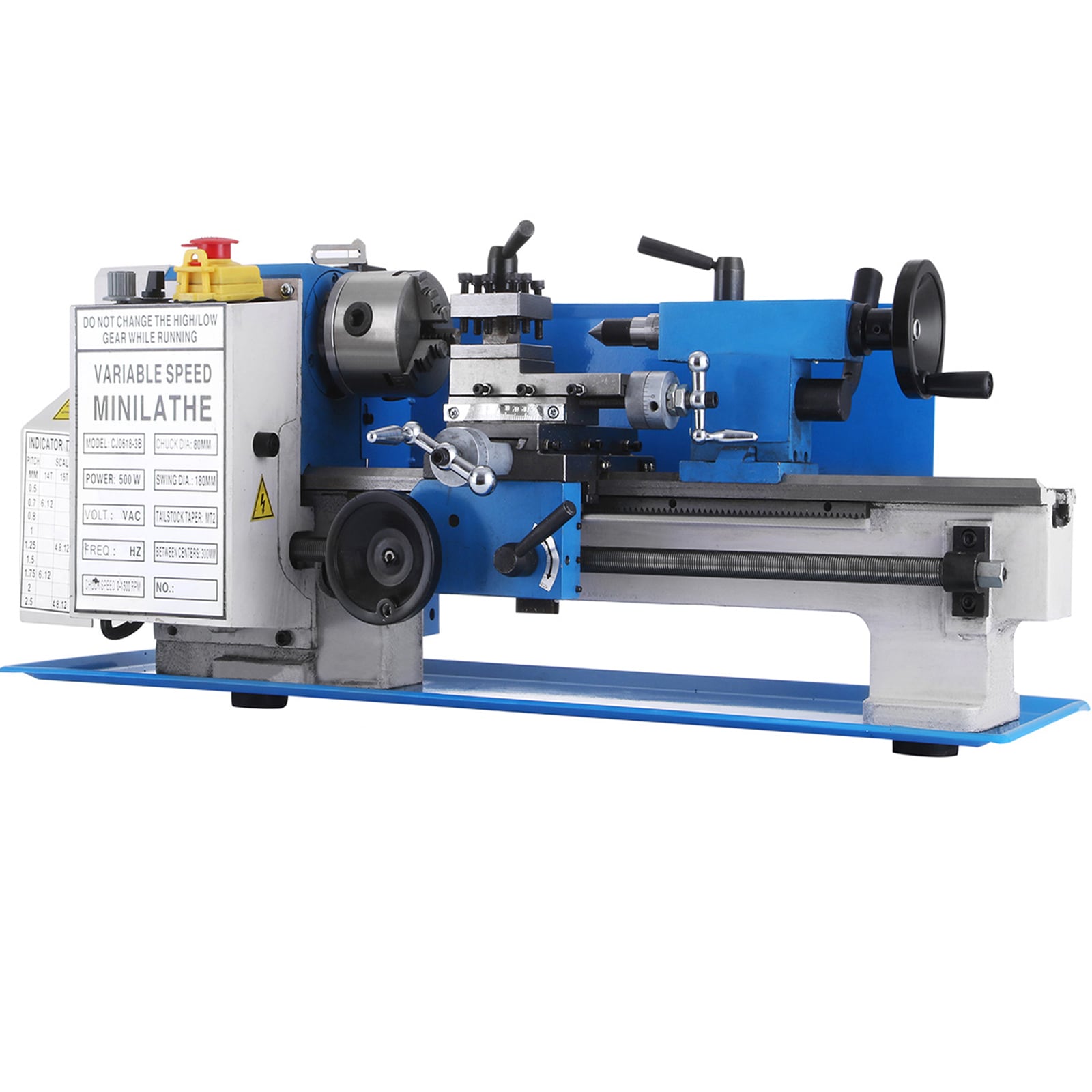 VEVOR SC0618-3BMNC02037V1 7x12in 400W Precision Mini Metal Lathe Variable Speed 2250RPM