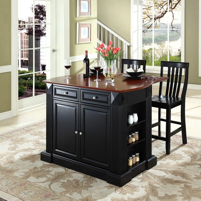 Crosley Furniture Black Craftsman Kitchen Island With 2 Stools In The Kitchen Islands Carts Department At Lowes Com