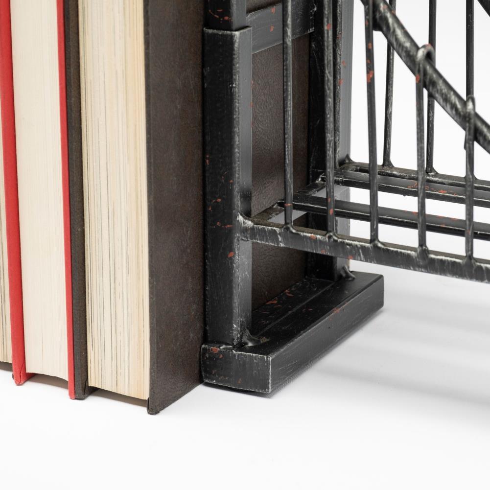 Industrial Black Metal Suspension Bridge Bookends Set