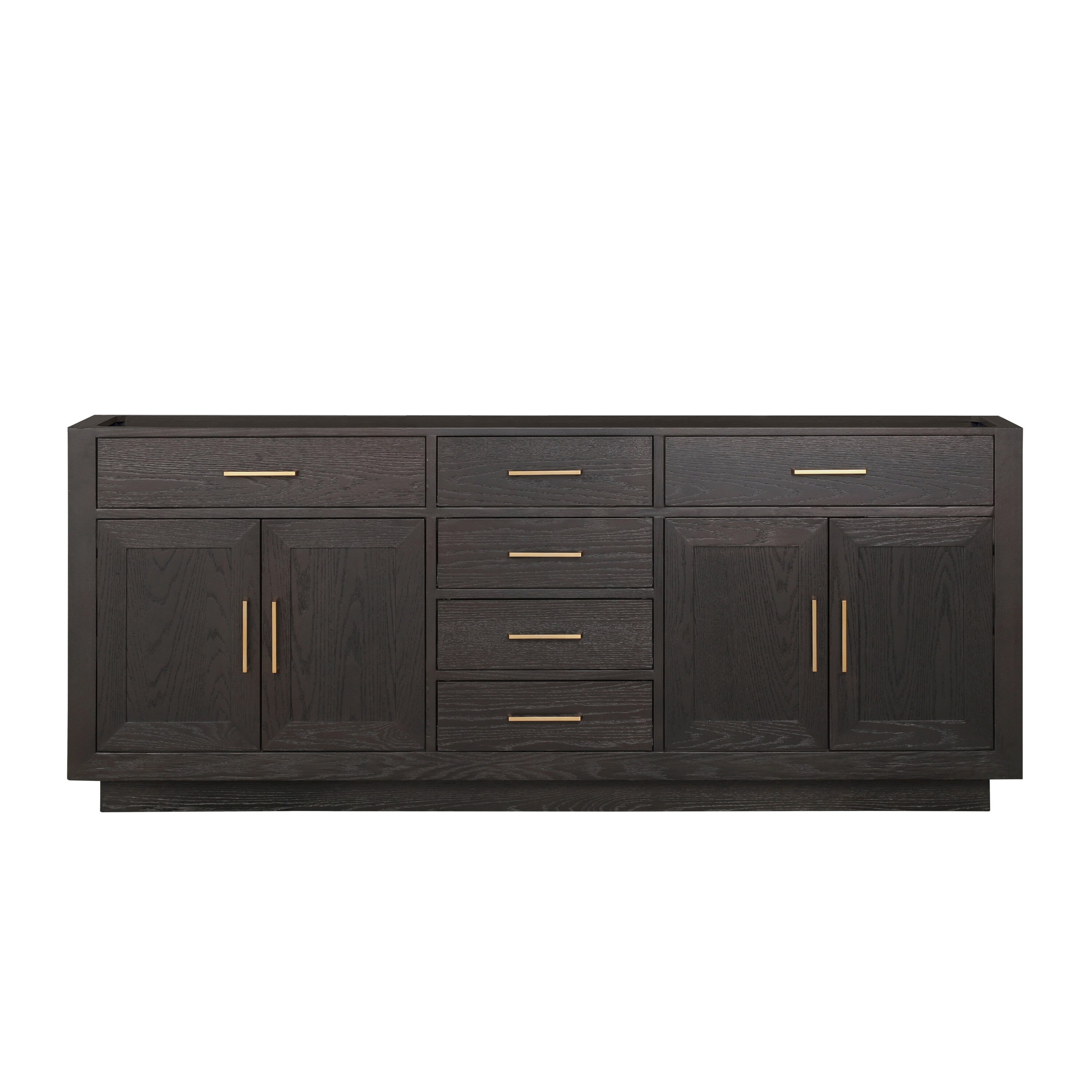 Lexora LVGI80DK000 Gilroy 80-in Brown Oak Bathroom Vanity Base Cabinet without Top