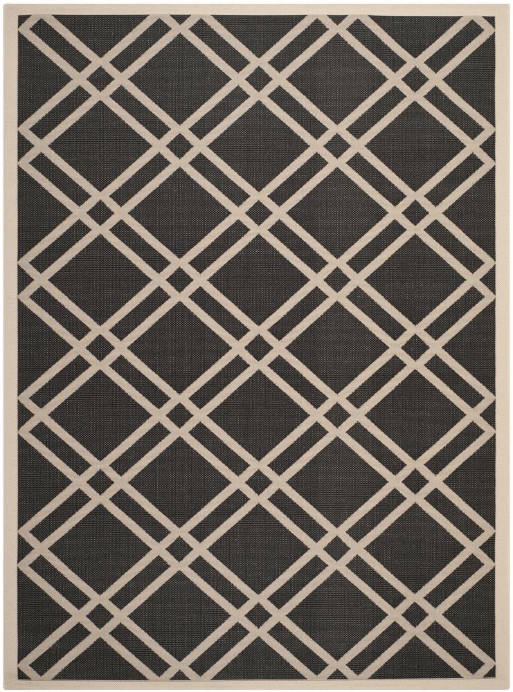 Safavieh CY6923-266-9 Courtyard Eden 9 x 12 (ft) Loomed Polypropylene Black/Beige Rectangular Indoor/Outdoor Trellis Coastal Area rug