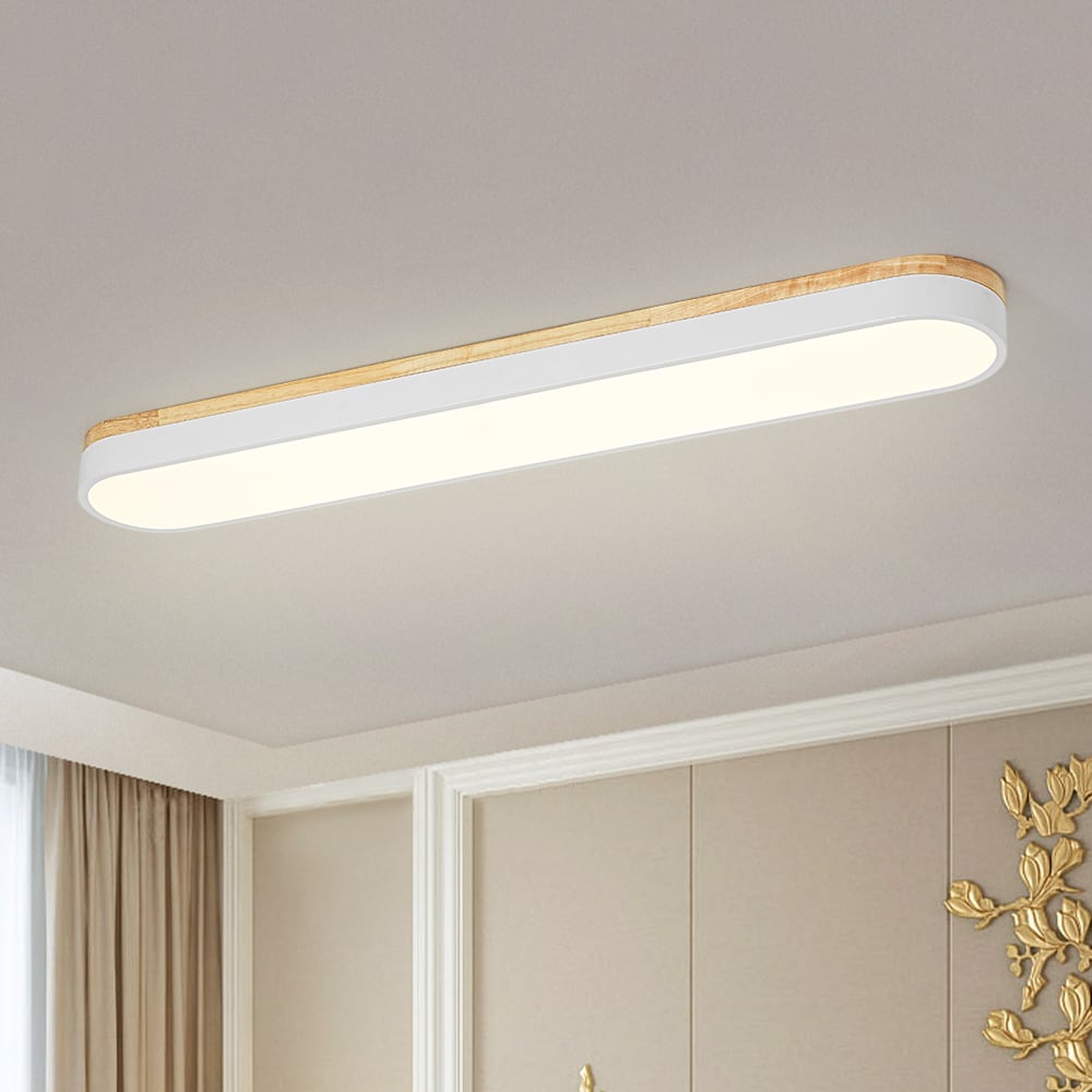 Zicbol 37.4-in Matte White + Natural Copper Indoor LED Flush Mount Light with Acrylic Shade