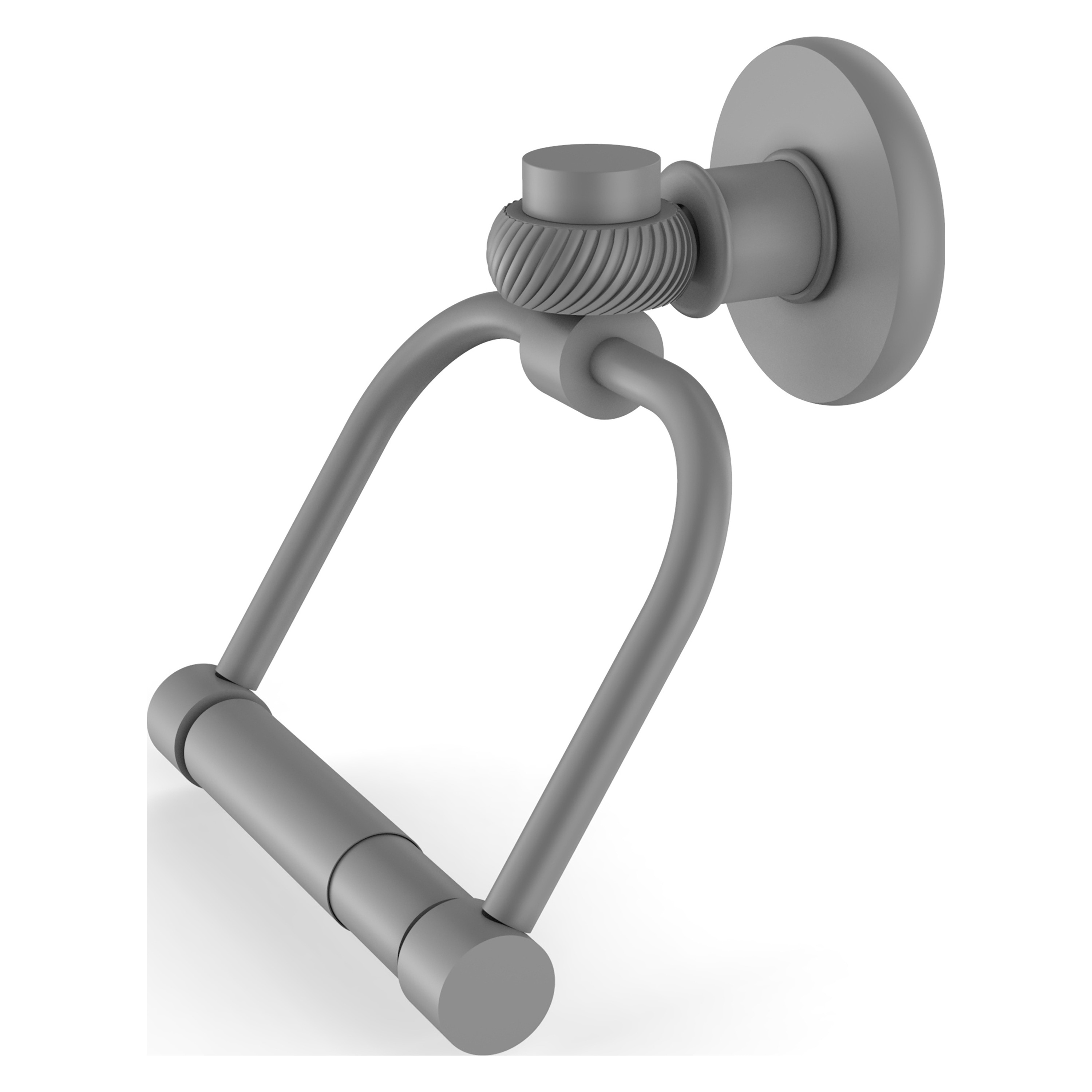 Allied Brass 2024T-GYM Continental Matte Gray Wall mount Double post Toilet Paper Holder 1 -Rolls with Storage